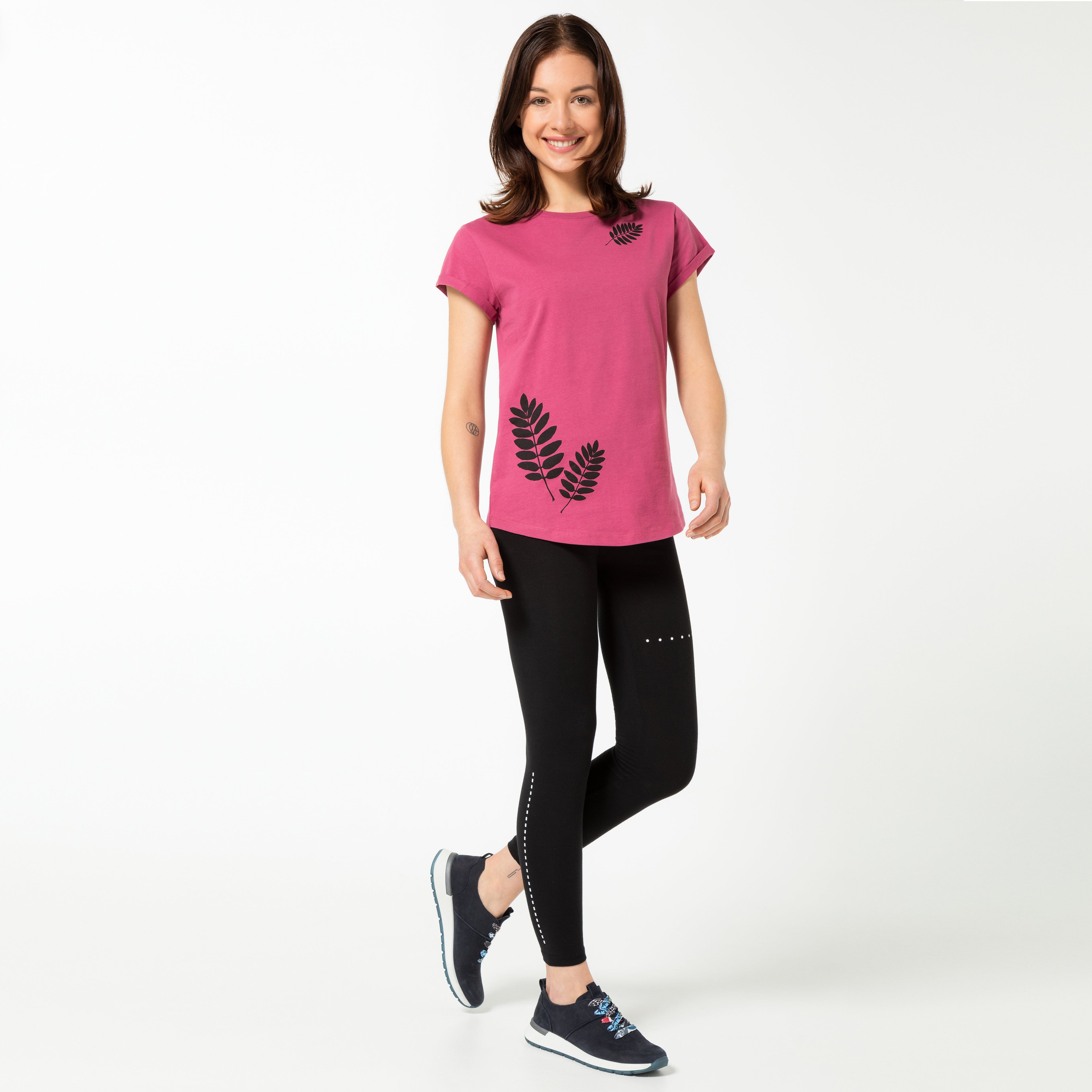 T-Shirt, bedruckt, "Vogelbeerblätter"