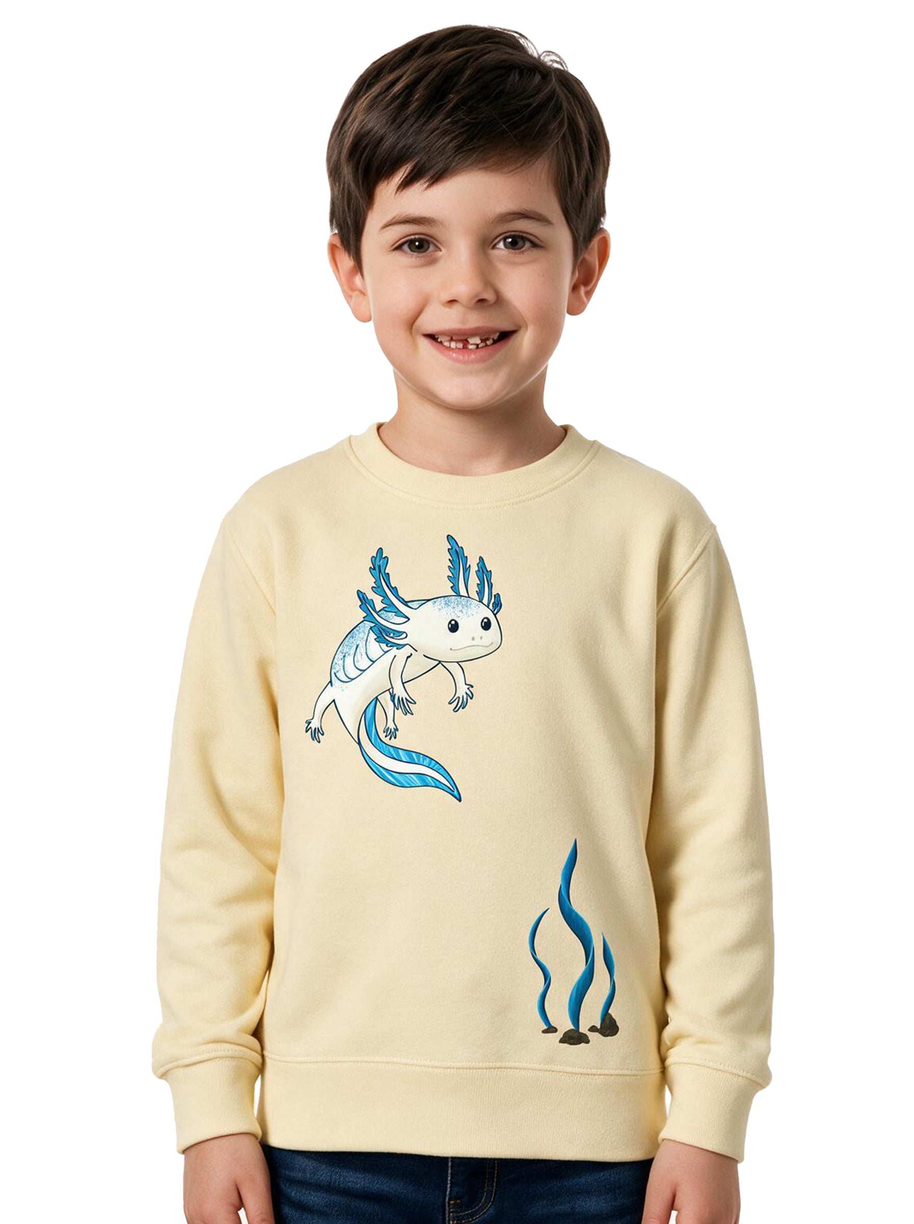 Kinder Sweatshirt „Axolotl“ – Pullover mit Tiermotiv
