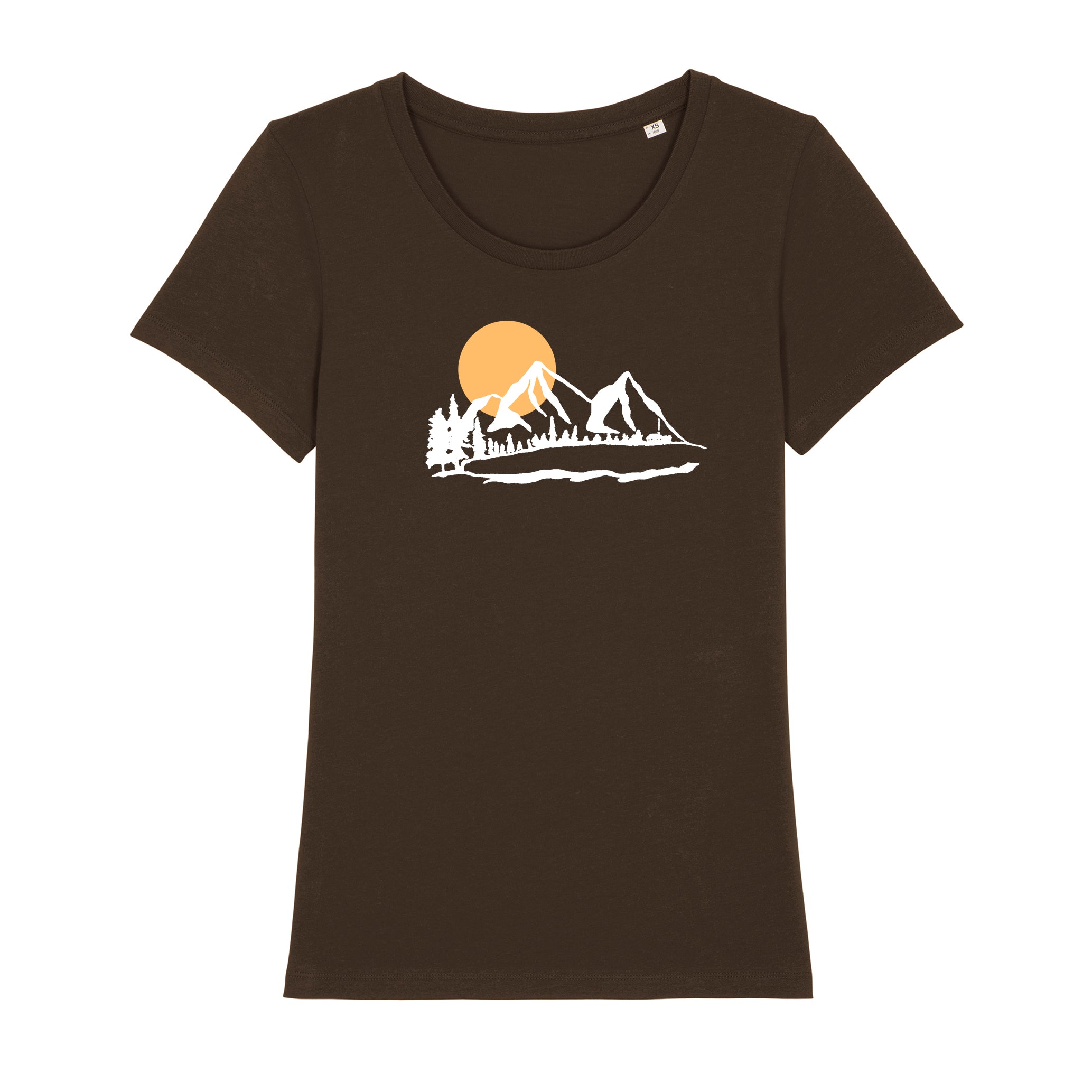 Damen T-Shirt „Bergluft“ – Bergmotiv Siebdruck