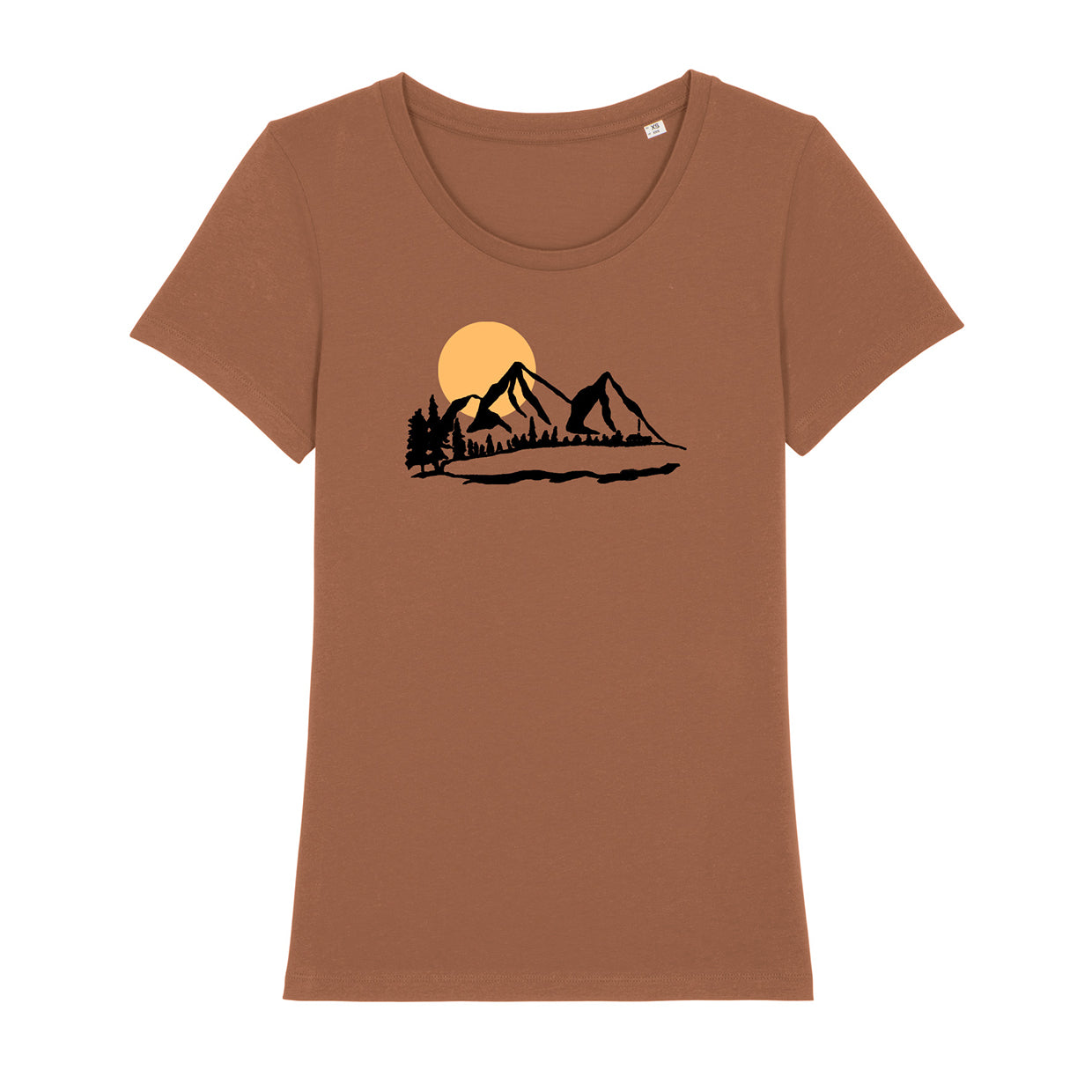 Damen T-Shirt „Bergluft“ – Bergmotiv Siebdruck