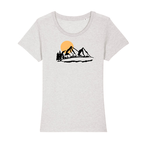 Damen T-Shirt „Bergluft“ – Bergmotiv Siebdruck