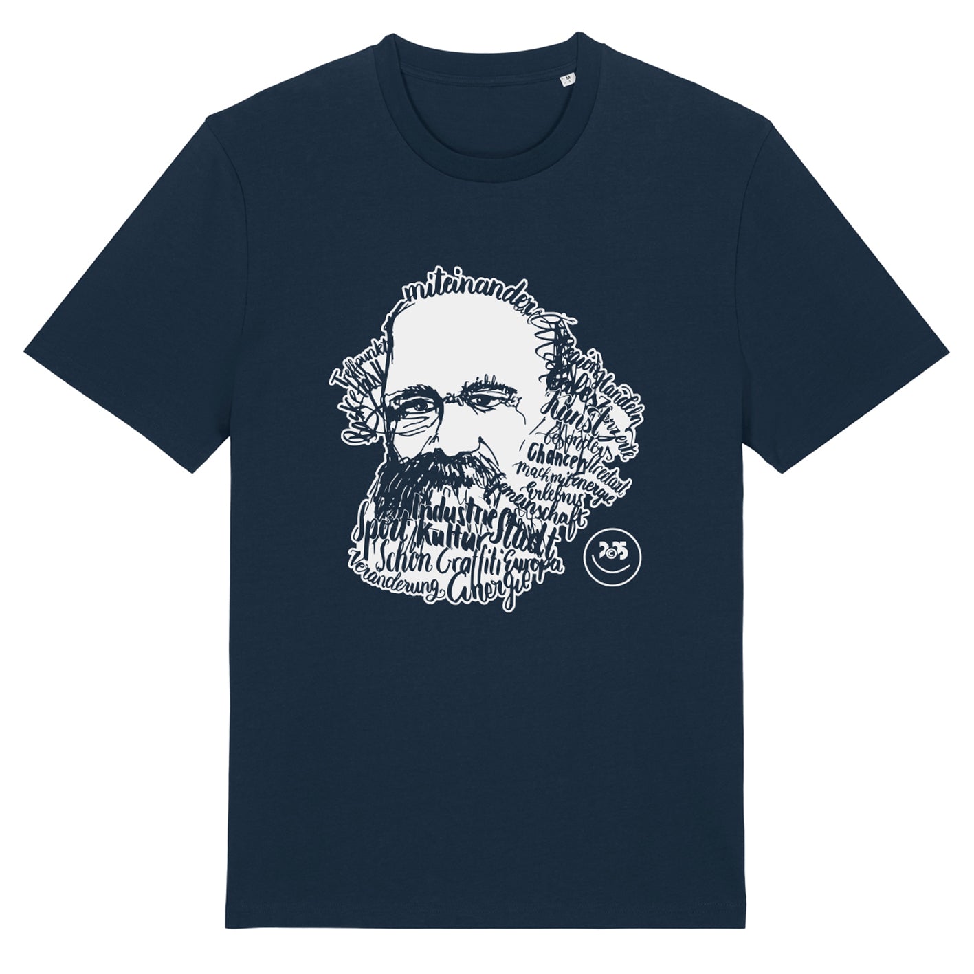 T-Shirt bedruckt, "Kaligrafie-Marx"