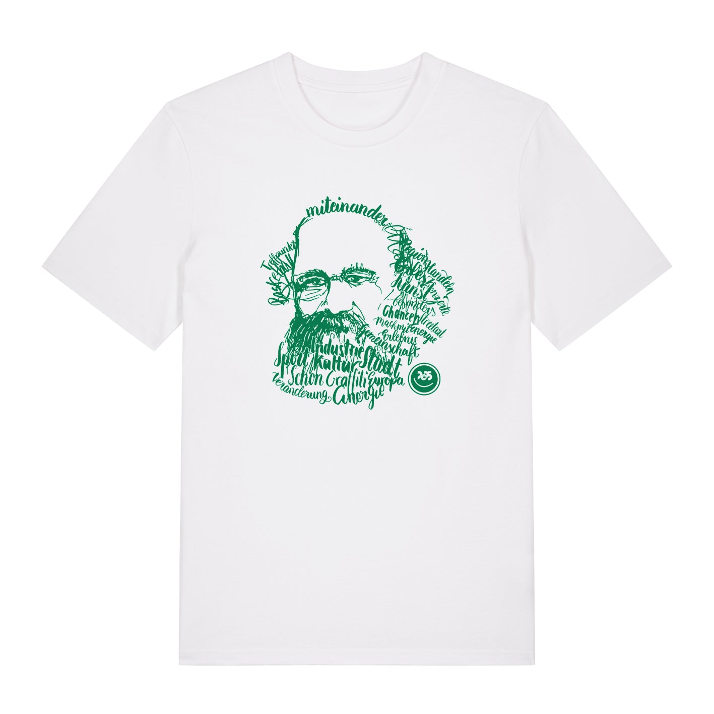 T-Shirt bedruckt, "Kaligrafie-Marx"