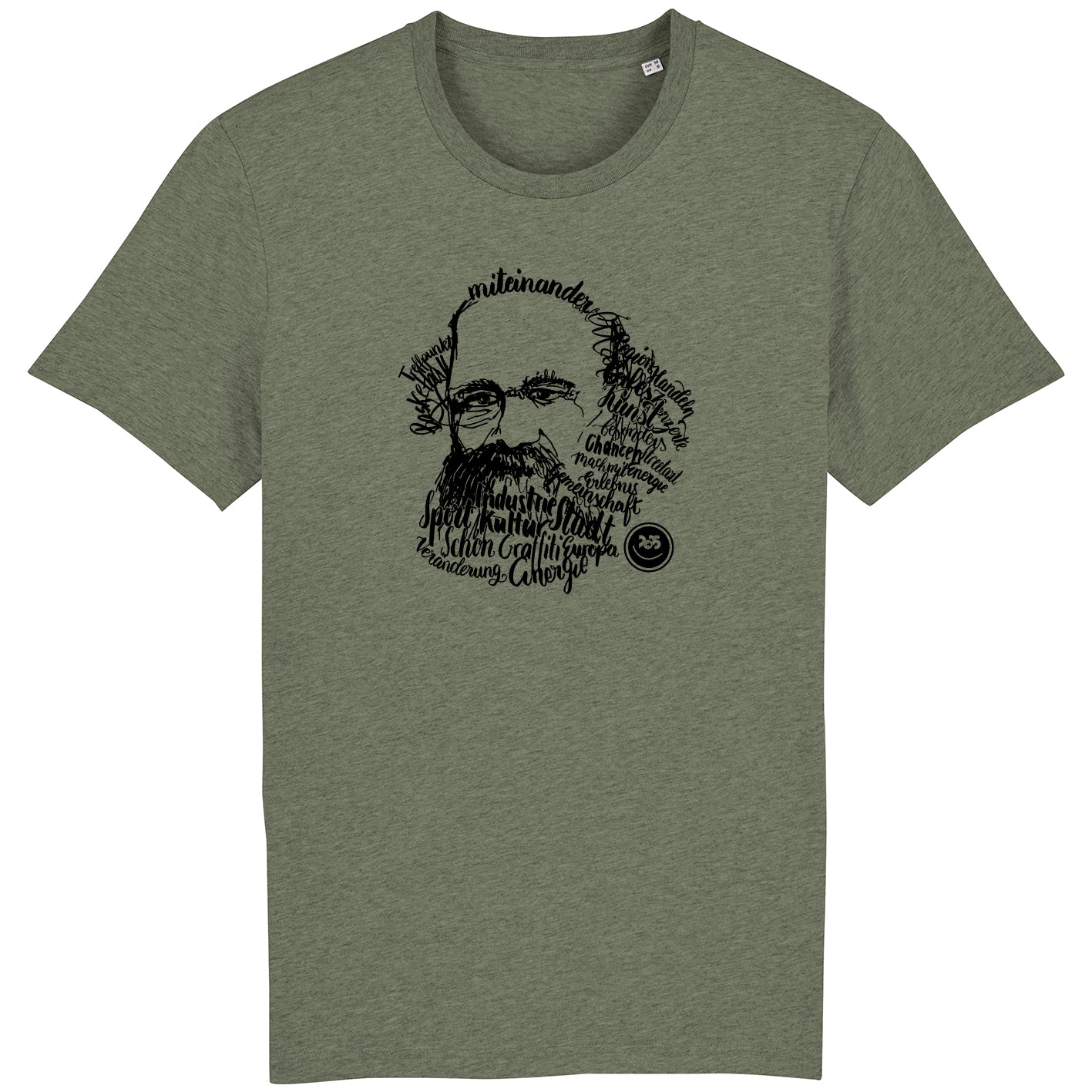 T-Shirt bedruckt, "Kaligrafie-Marx"