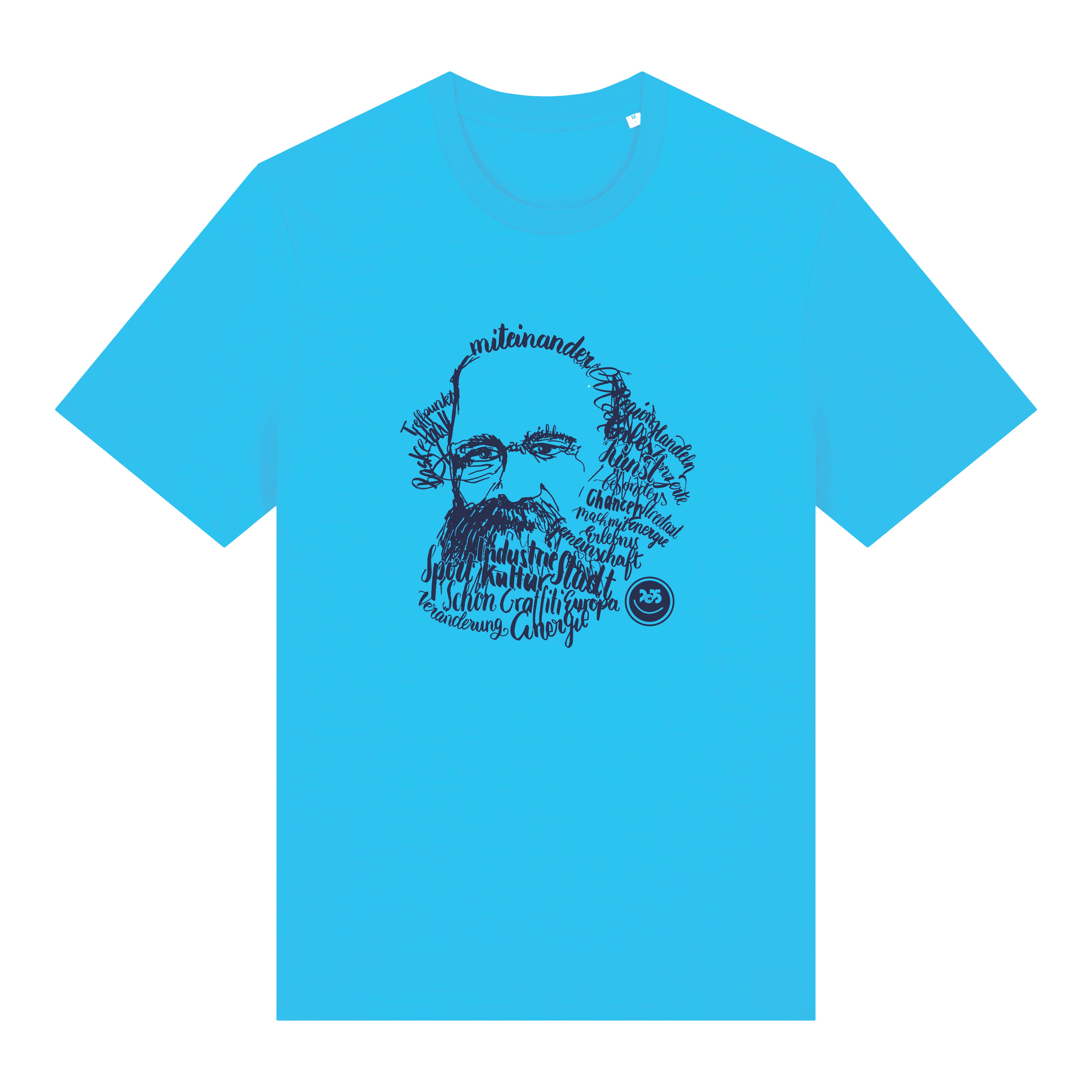T-Shirt bedruckt, "Kaligrafie-Marx"
