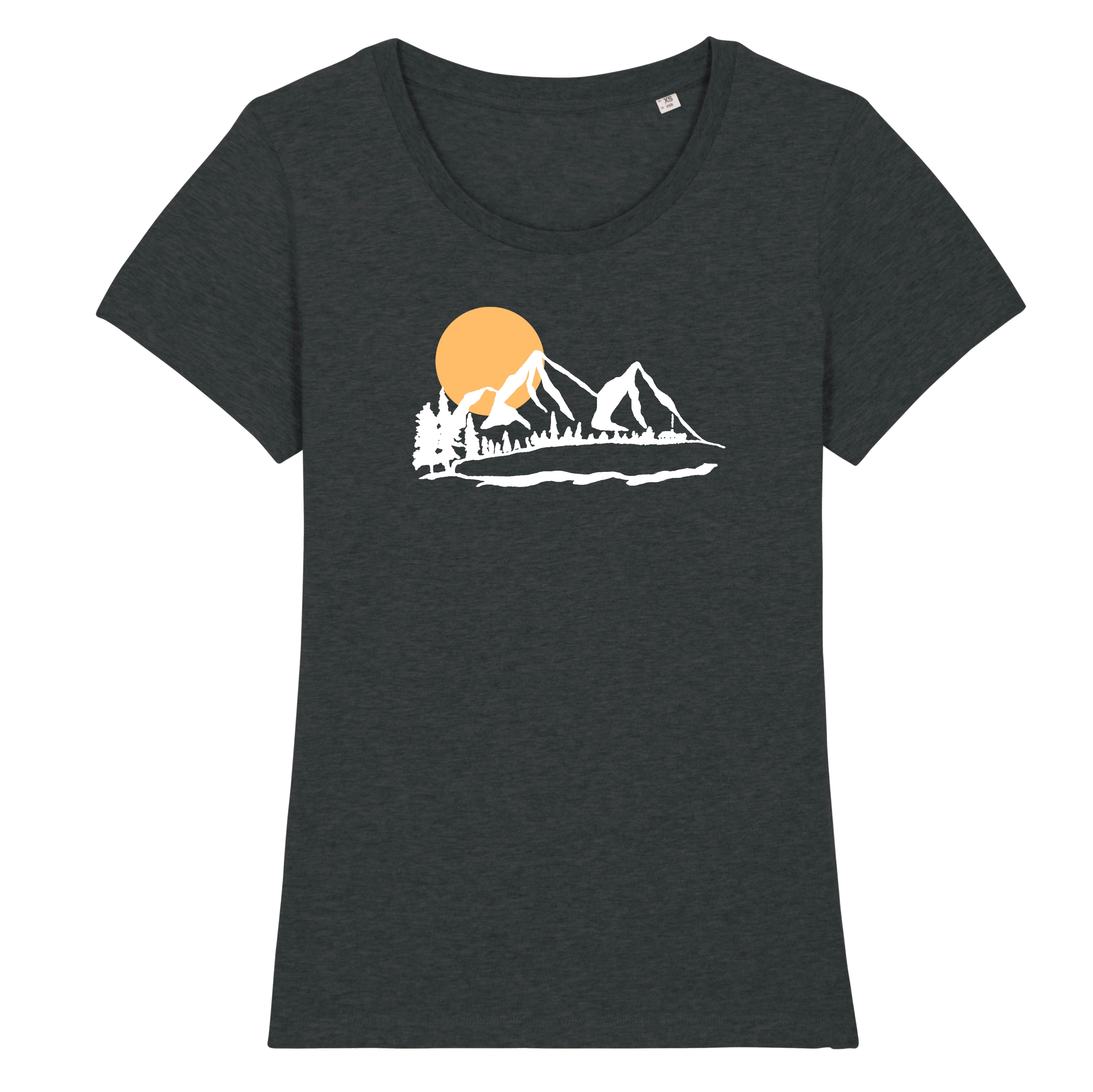 Damen T-Shirt „Bergluft“ – Bergmotiv Siebdruck