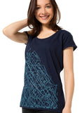 Damenshirt "Schnittmuster", navy, T-Shirt bedruckt, Frauen, grafisch, festlich leger