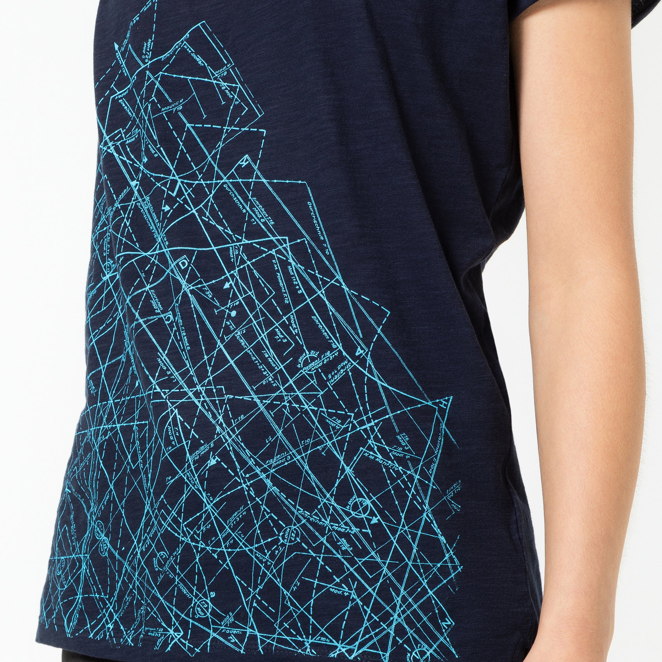 Damenshirt "Schnittmuster", navy, T-Shirt bedruckt, Frauen, grafisch, festlich leger