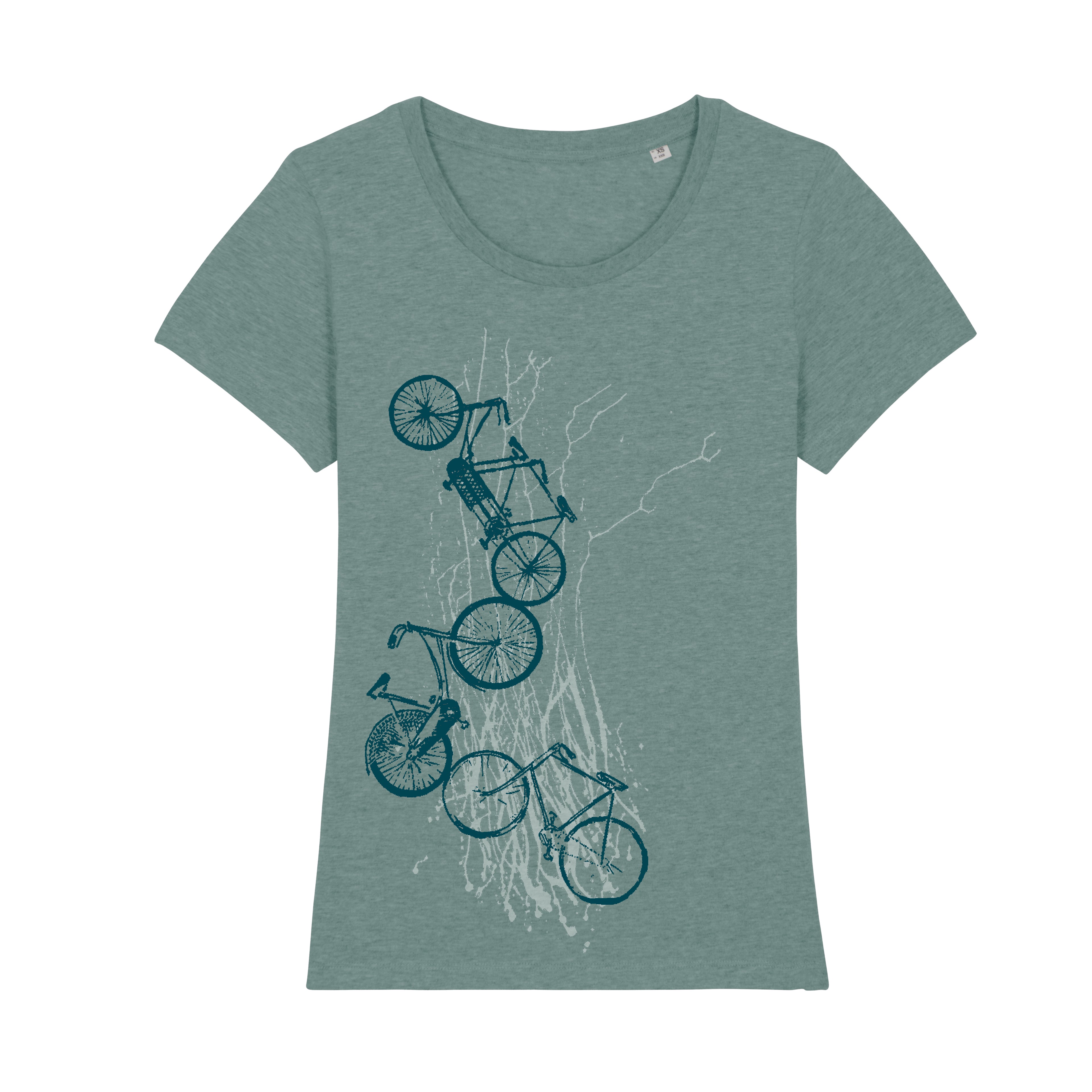 Damen-T-Shirt „Fahrräder“ – Feminines Bio T-Shirt mit Siebdruck