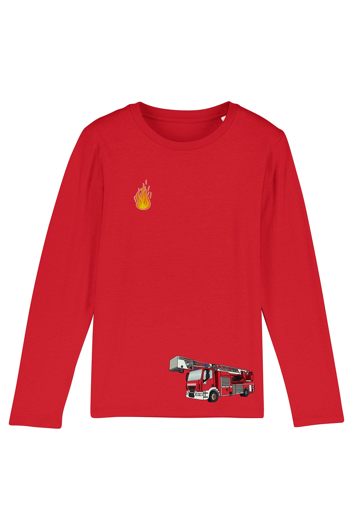 Kinder Langarmshirt „Feuerwehr Tatü Tata“ – Bio-Baumwolle, Rot