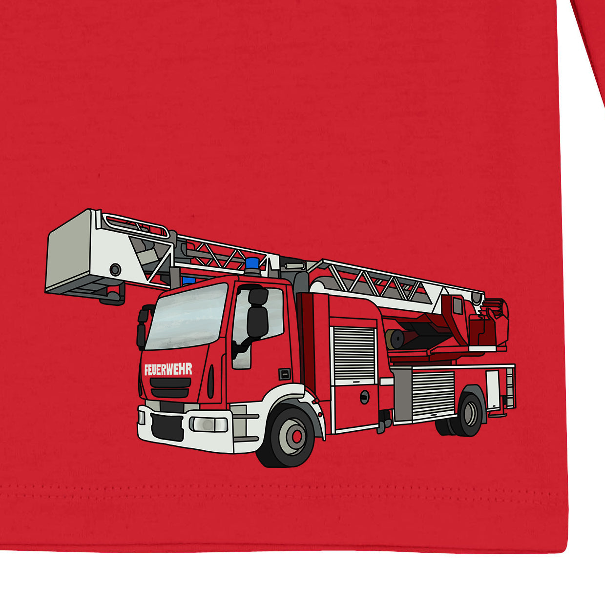 Kinder Langarmshirt „Feuerwehr Tatü Tata“ – Bio-Baumwolle, Rot