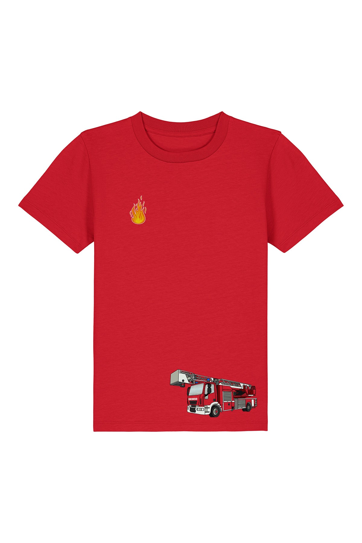 Kinder-T-Shirt „Feuerwehr Tatü Tata“ – Bio-Baumwolle, Rot
