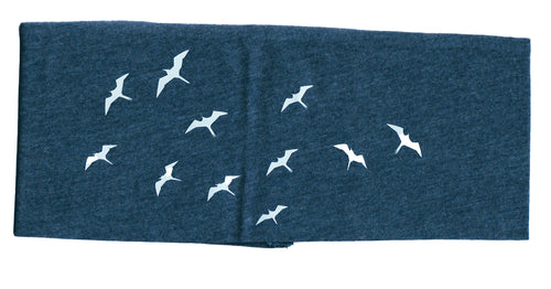 blaues Haarband mit Vogelschwarm-Motiv