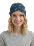 blaues Haarband mit Vogelschwarm-Motiv