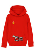 Kinder-Hoodie „Feuerwehr Tatü Tata“ – Bio-Baumwolle, Rot