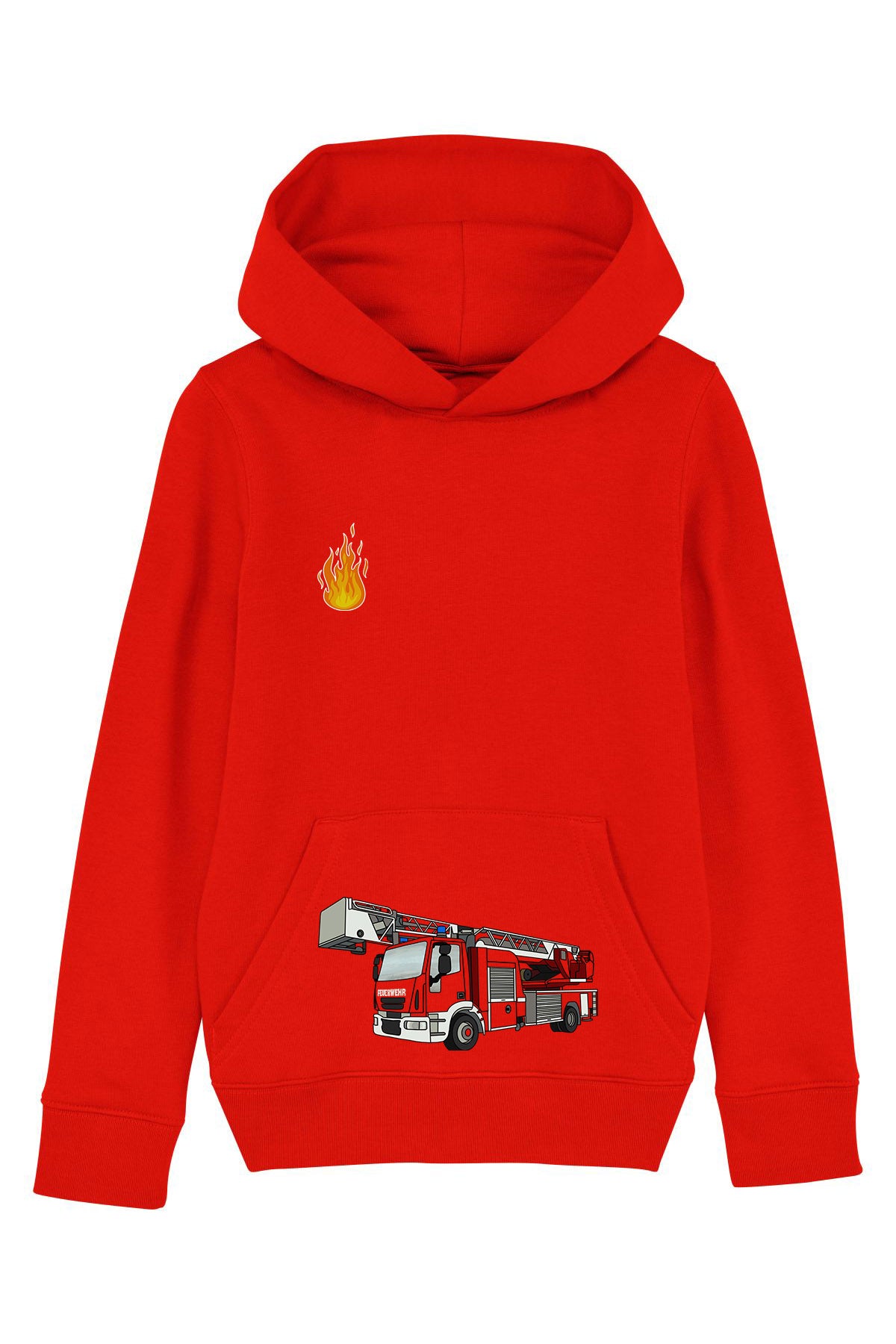 Kinder-Hoodie „Feuerwehr Tatü Tata“ – Bio-Baumwolle, Rot
