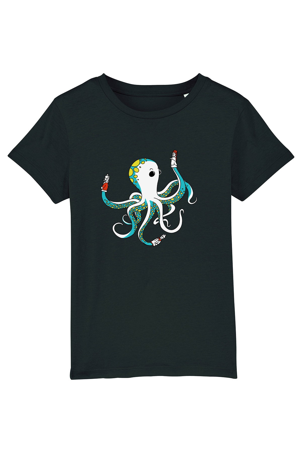Kinder T-Shirt „Oktopus“ – Bedrucktes Shirt mit süßem Tiermotiv, Biobaumwolle