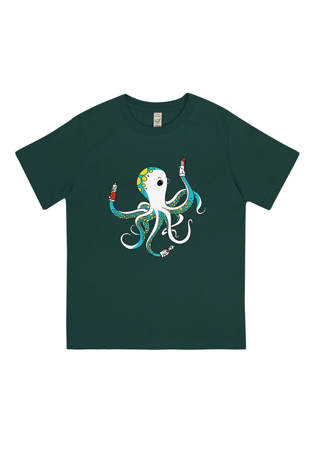 Kinder T-Shirt „Oktopus“ – Bedrucktes Shirt mit süßem Tiermotiv, Biobaumwolle