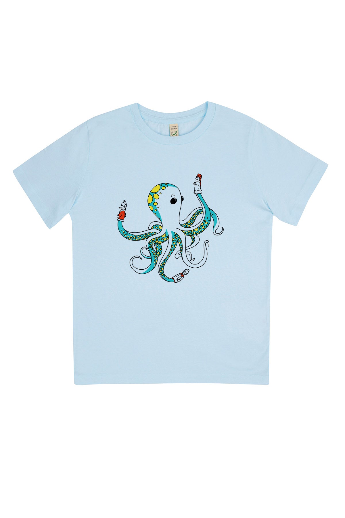 Kinder T-Shirt „Oktopus“ – Bedrucktes Shirt mit süßem Tiermotiv, Biobaumwolle