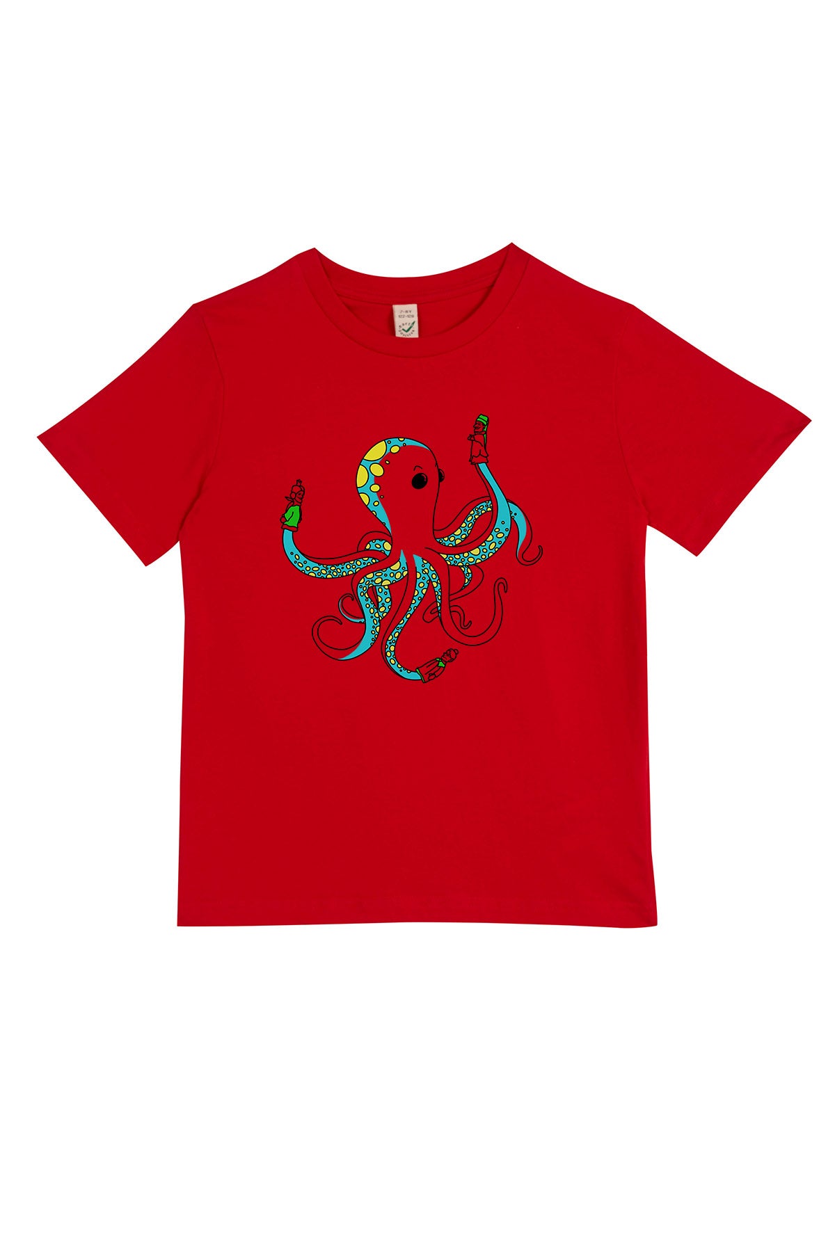 Kinder T-Shirt „Oktopus“ – Bedrucktes Shirt mit süßem Tiermotiv, Biobaumwolle