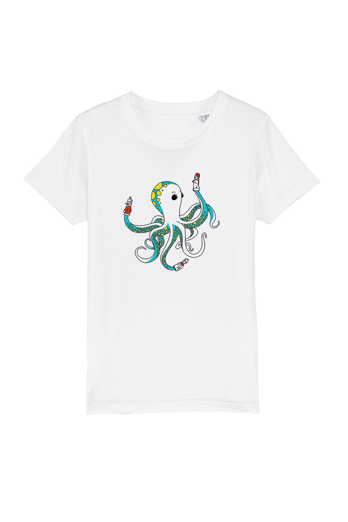 Kinder T-Shirt „Oktopus“ – Bedrucktes Shirt mit süßem Tiermotiv, Biobaumwolle