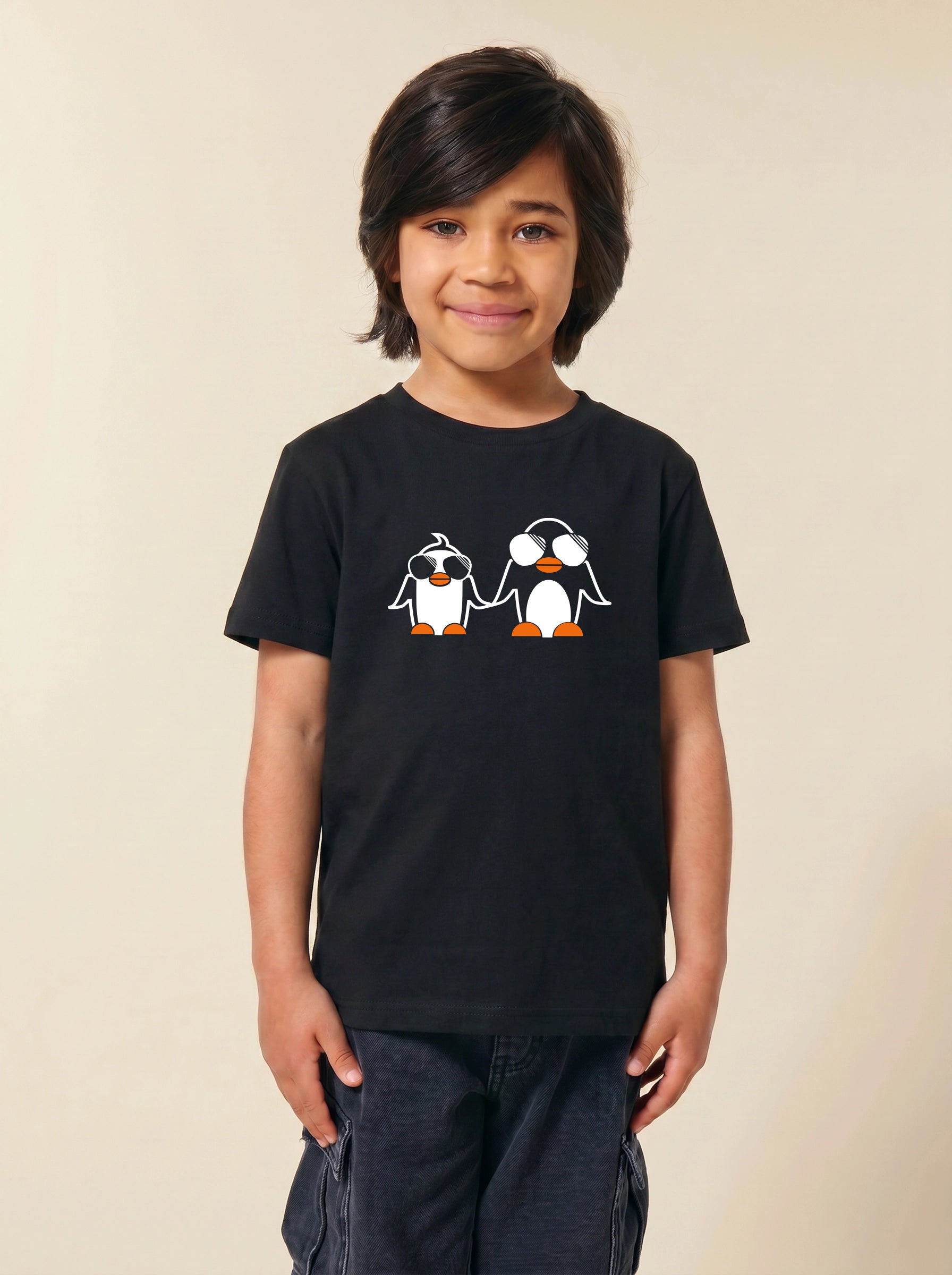 Kinder-T-Shirt, bedruckt "Pinguine"