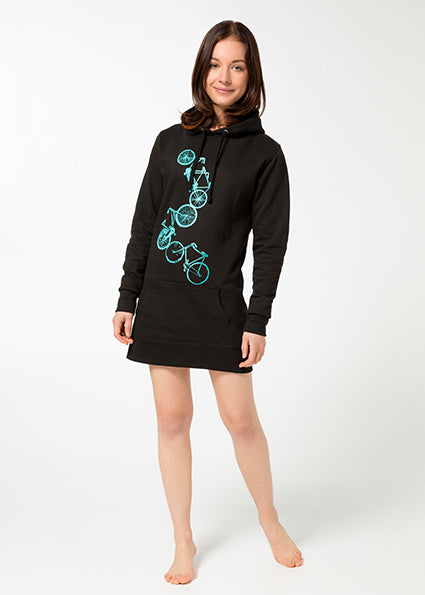 Hoodiekleid "Fahrräder", Sweatshirtkleid, Minikleid
