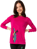 Langarm Shirt Libelle, pink, Damenshirt Siebdruck Frauenshirt bedruckt