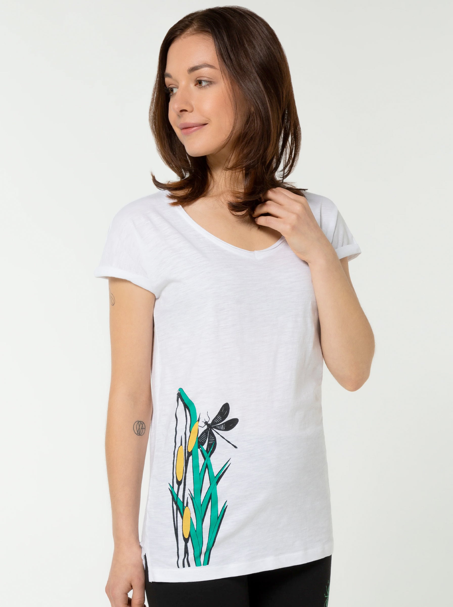 Damenshirt, weiß “Libelle“, T-Shirt, Bio-Baumwolle