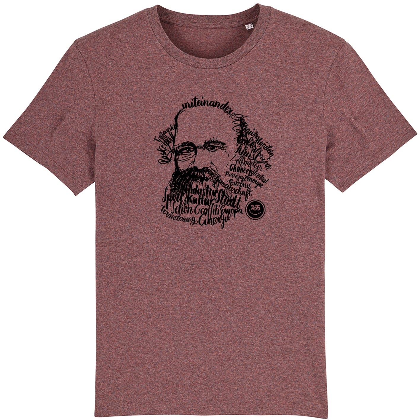 T-Shirt bedruckt, "Kaligrafie-Marx"