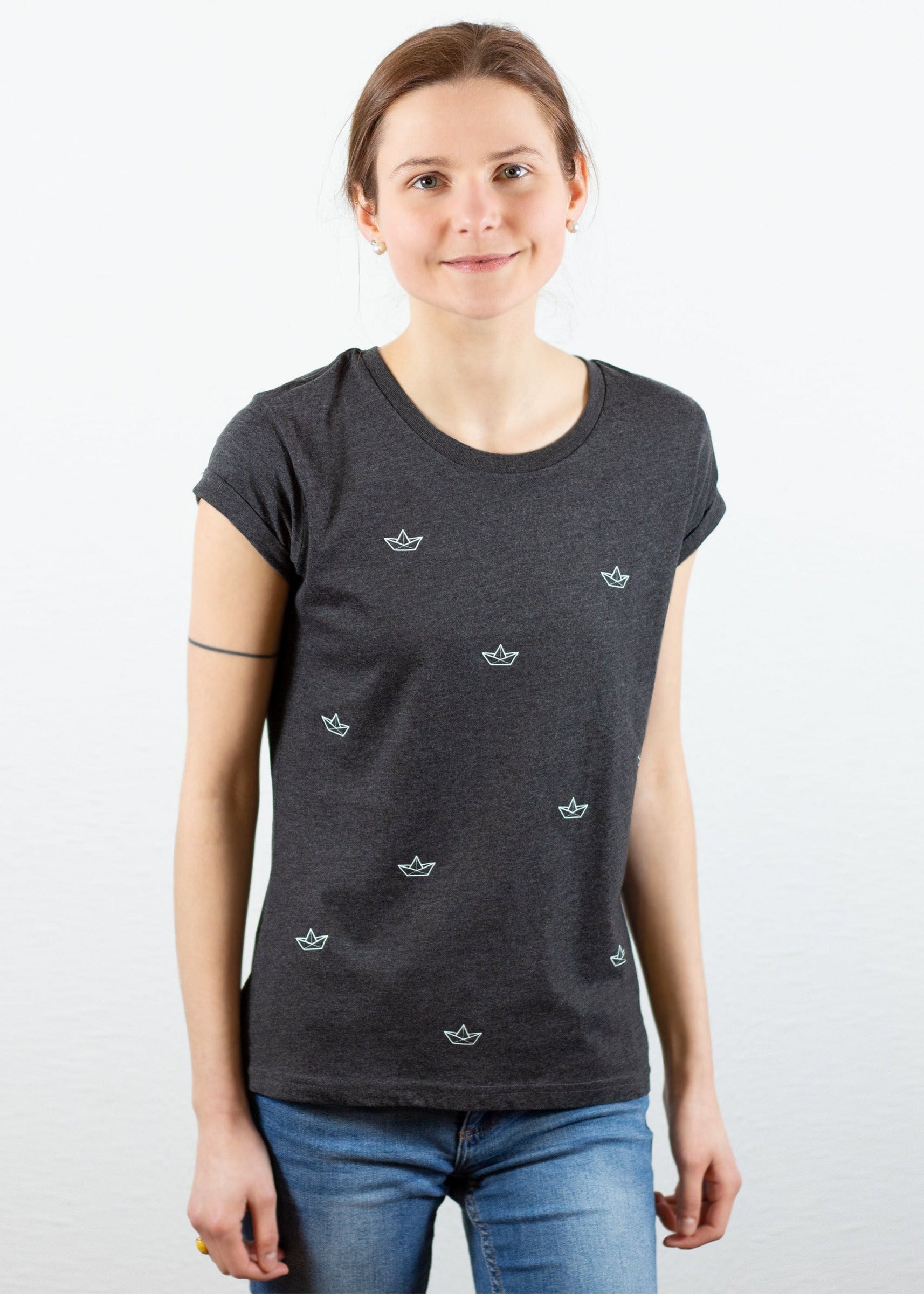 Damen T-Shirt „Boote“, tailliert, Siebdruck