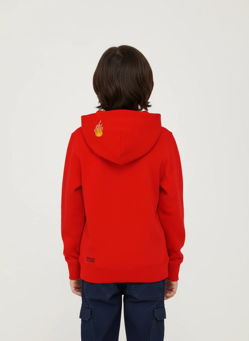 Kinder-Hoodie „Feuerwehr Tatü Tata“ – Bio-Baumwolle, Rot