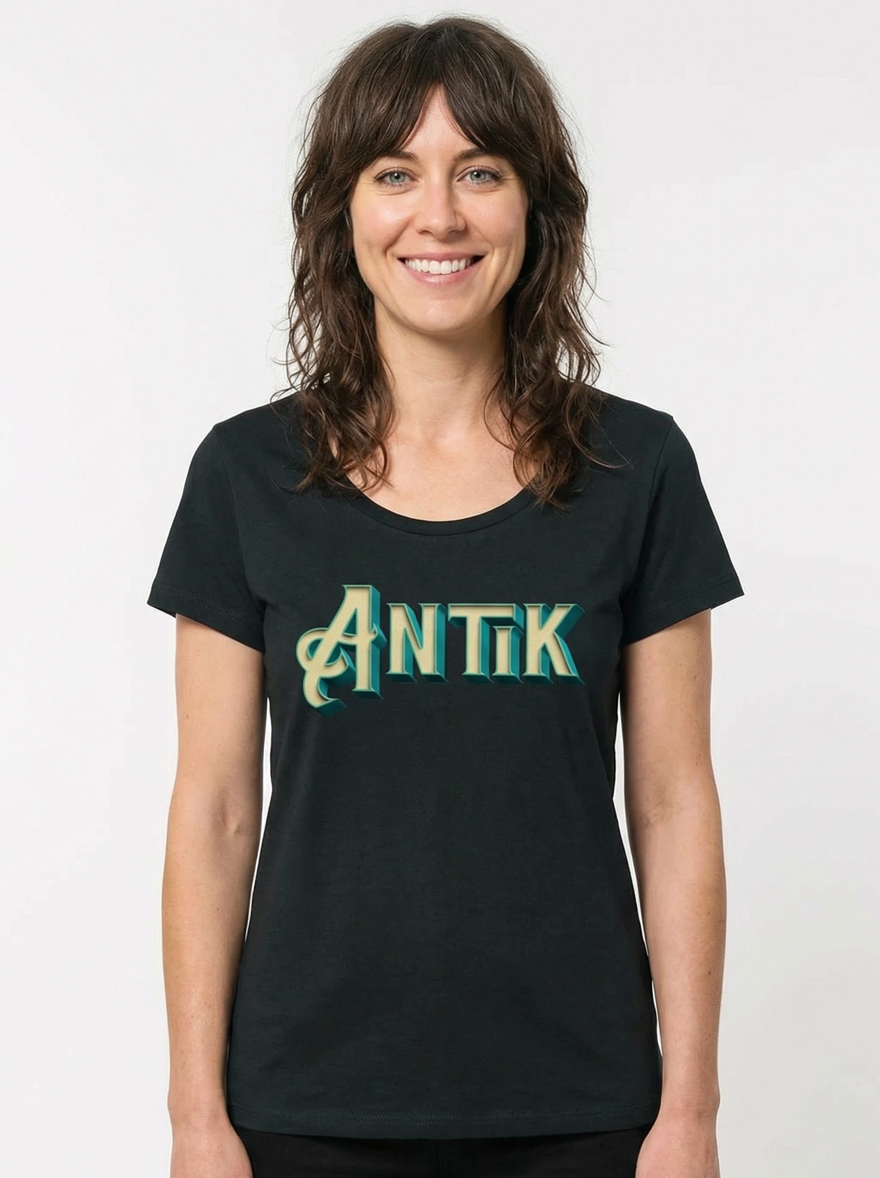 Damenshirt mit Wunschtext, Effektschrift "Antik"