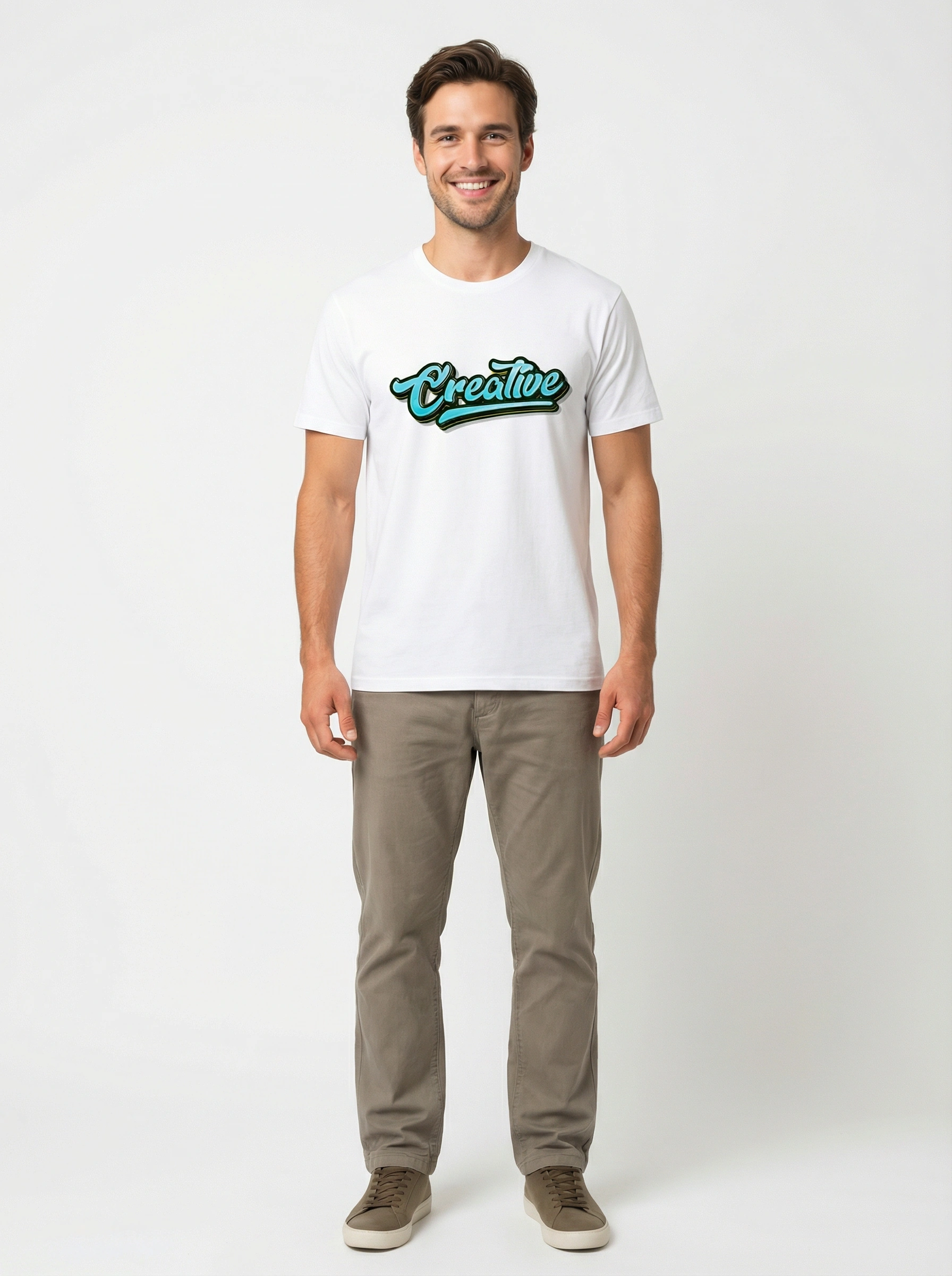Bio-T-Shirt mit Wunschtext, Effekt-Schrift "Creative"