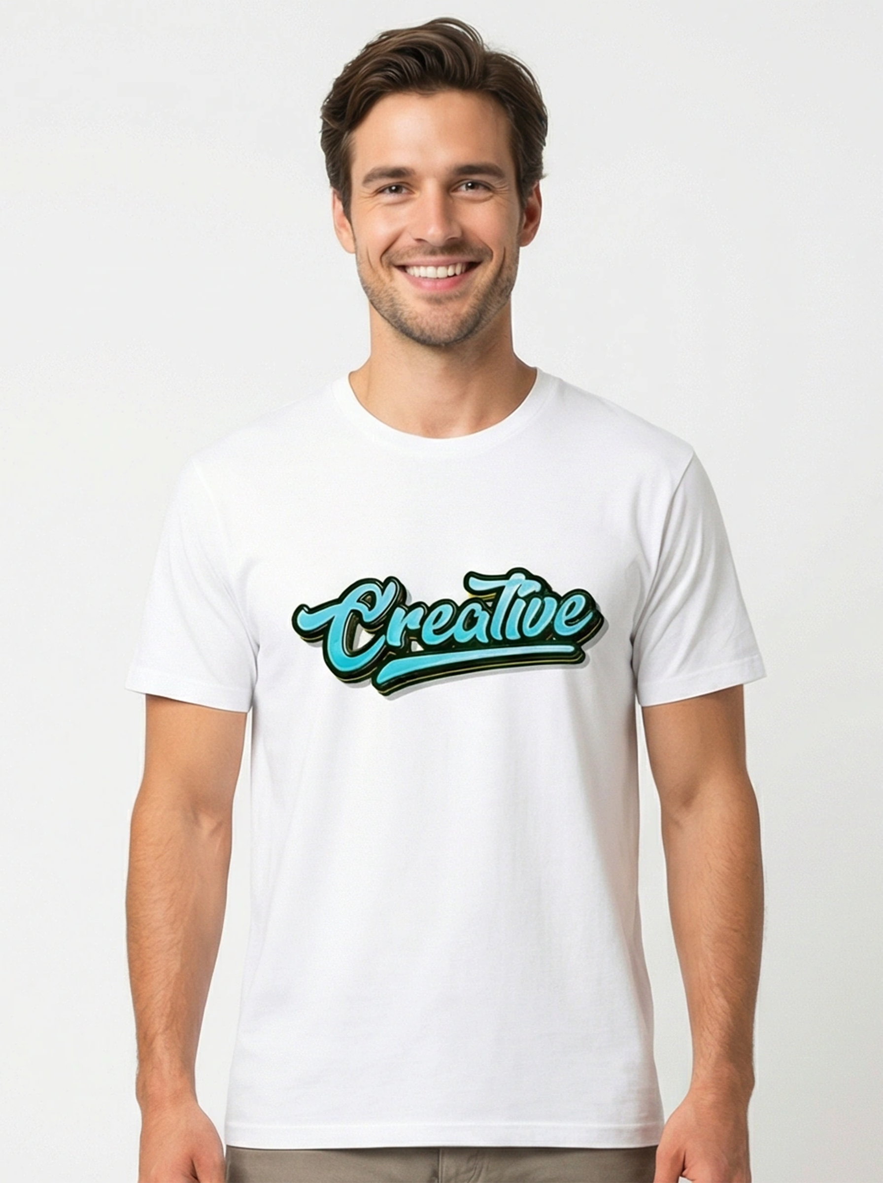 Bio-T-Shirt mit Wunschtext, Effekt-Schrift "Creative"