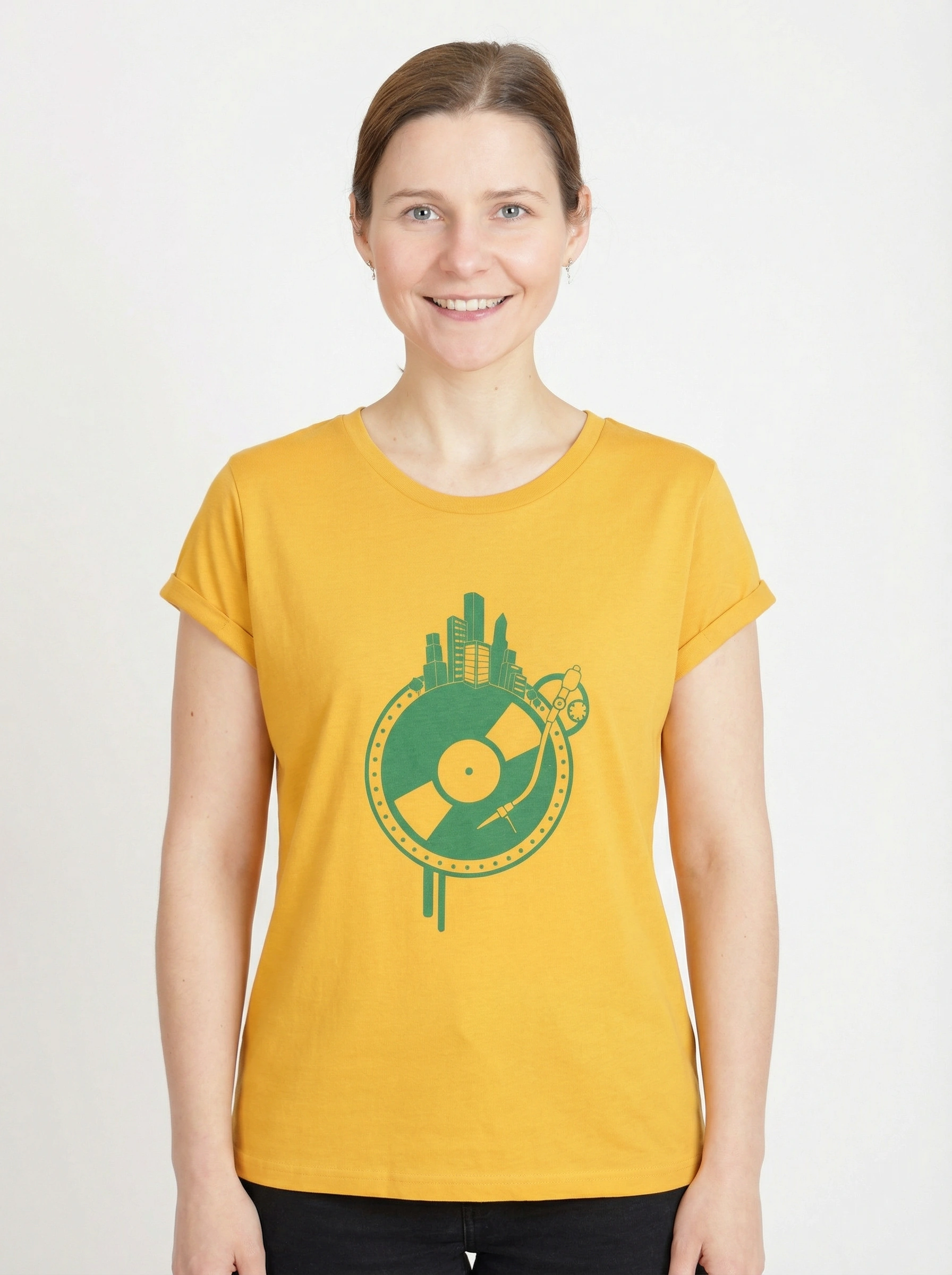 Shirt "Weltscheibe", Frauen T-Shirt bedruckt, Siebdruck