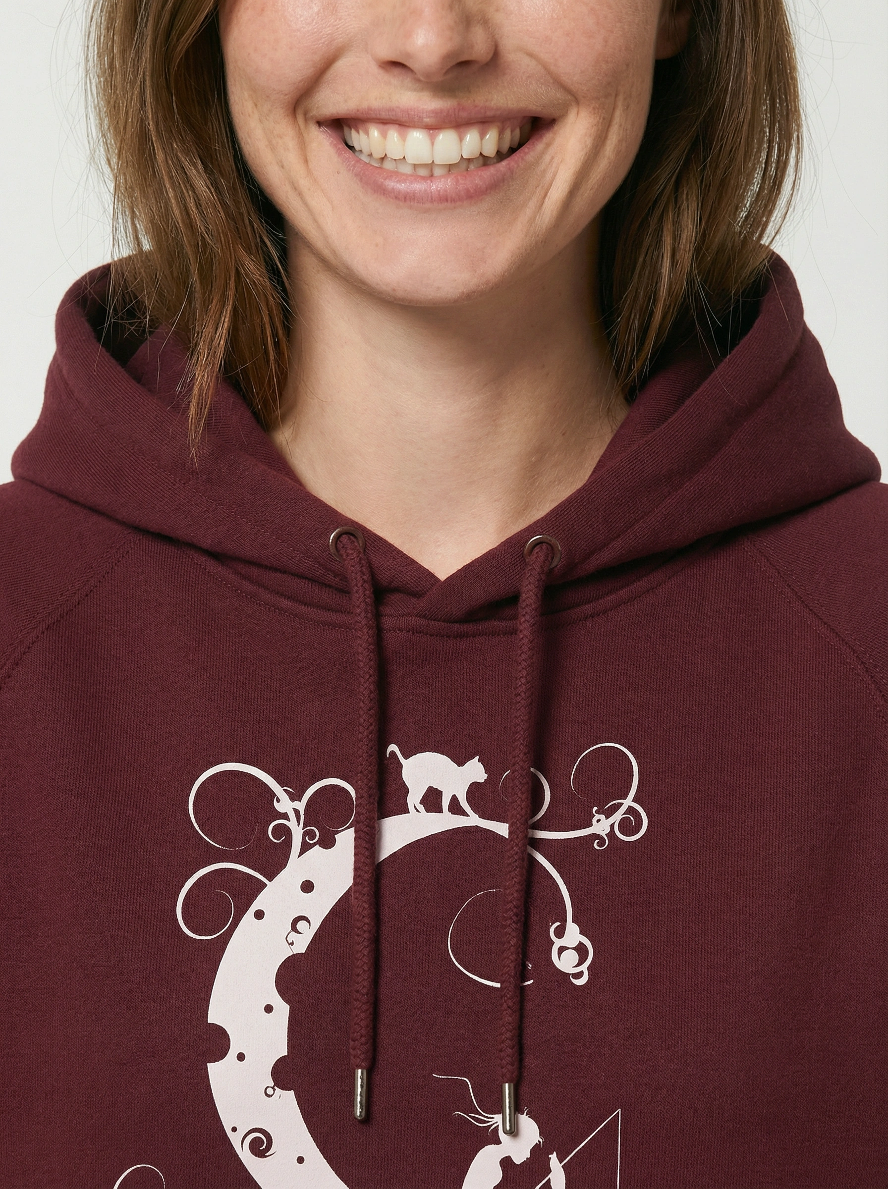 Hoodie"Mondkatze“ bordeaux meliert