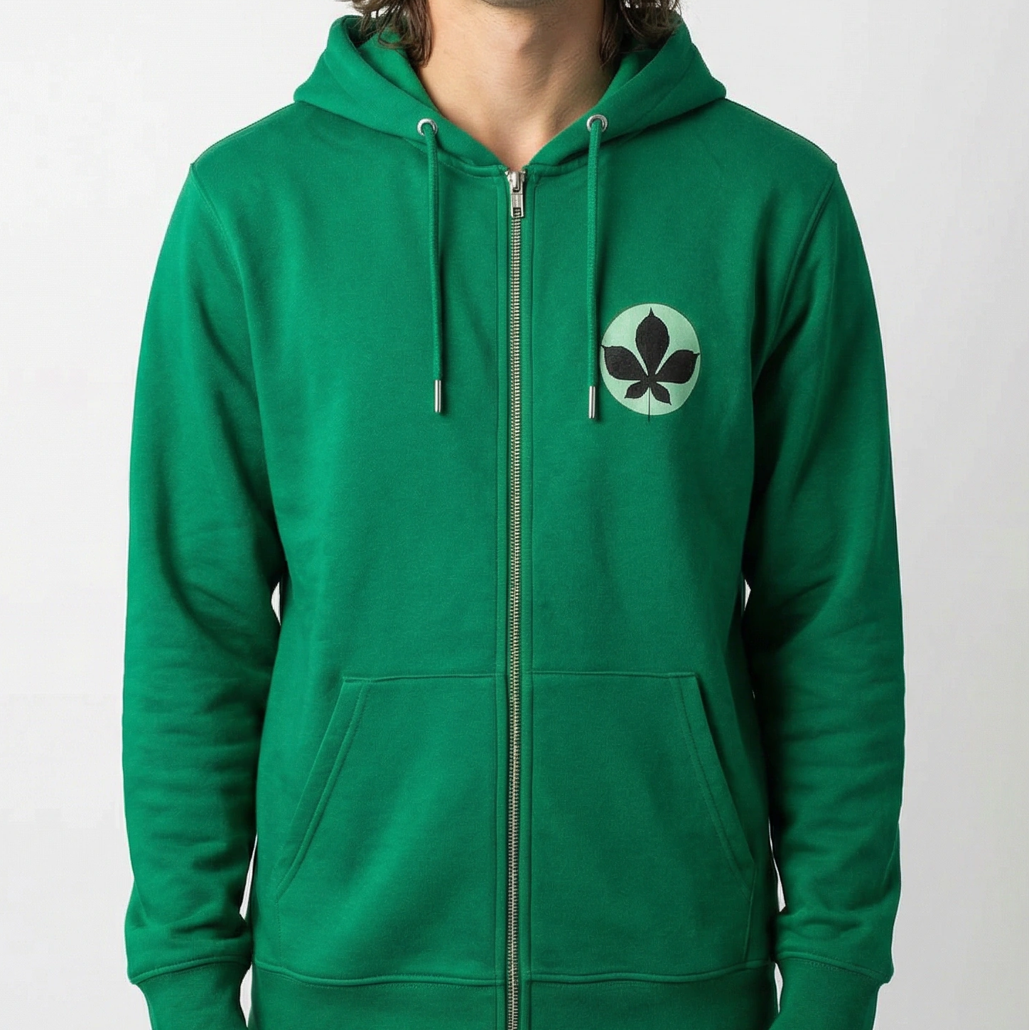 Sweatjacke Blatt, oliv, Hoodie,