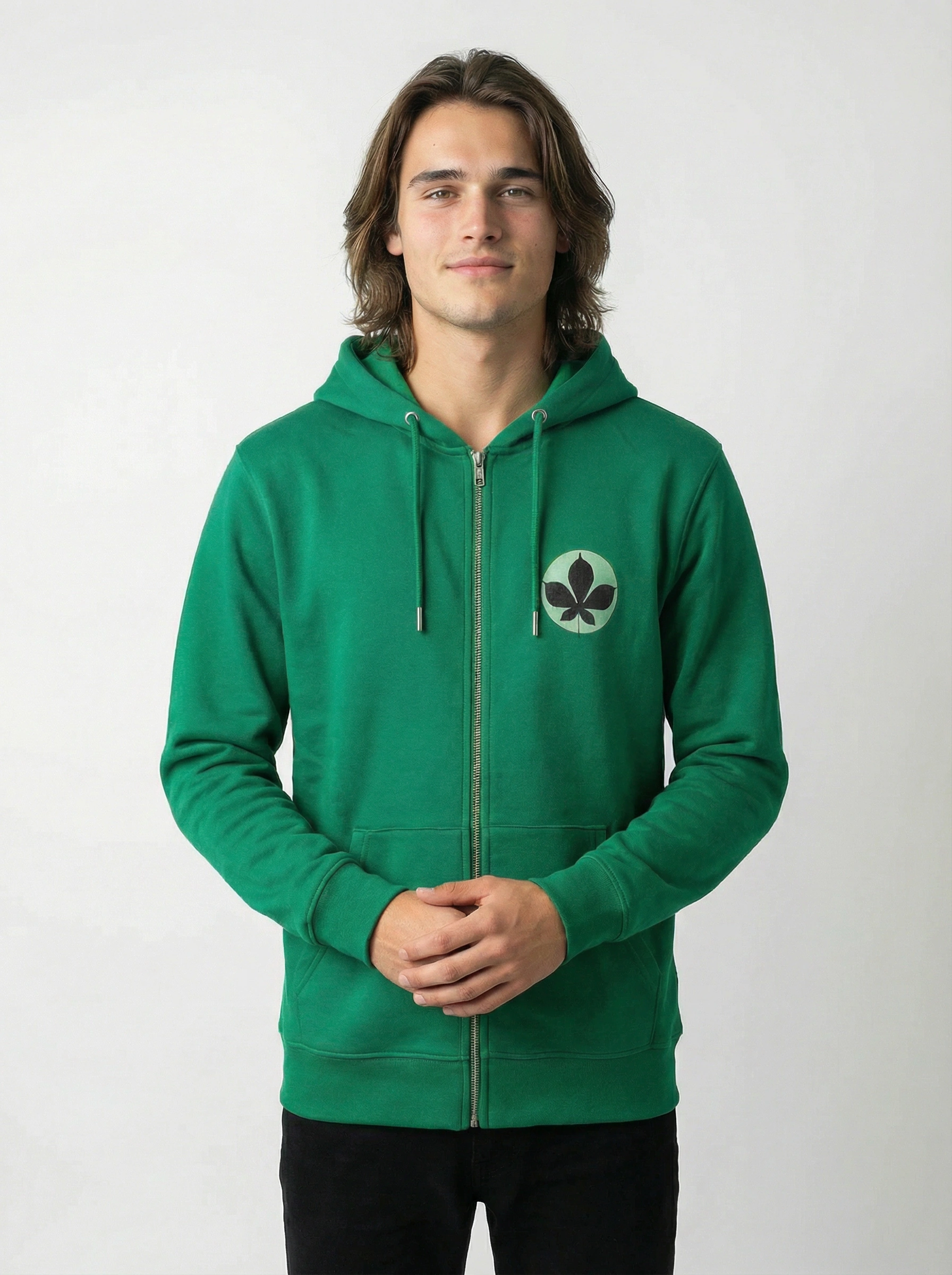 Sweatjacke Blatt, oliv, Hoodie,