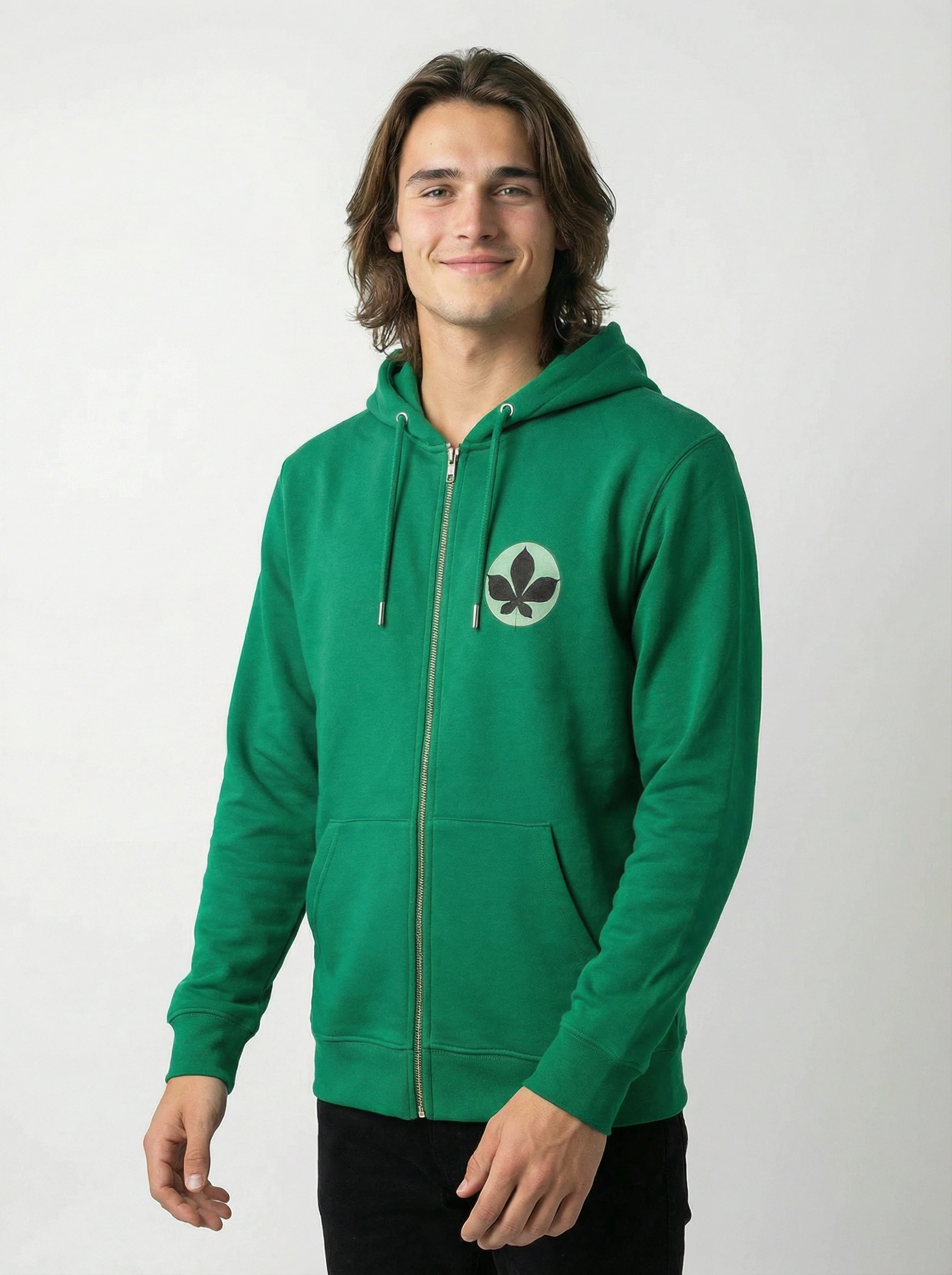 Sweatjacke Blatt, oliv, Hoodie,