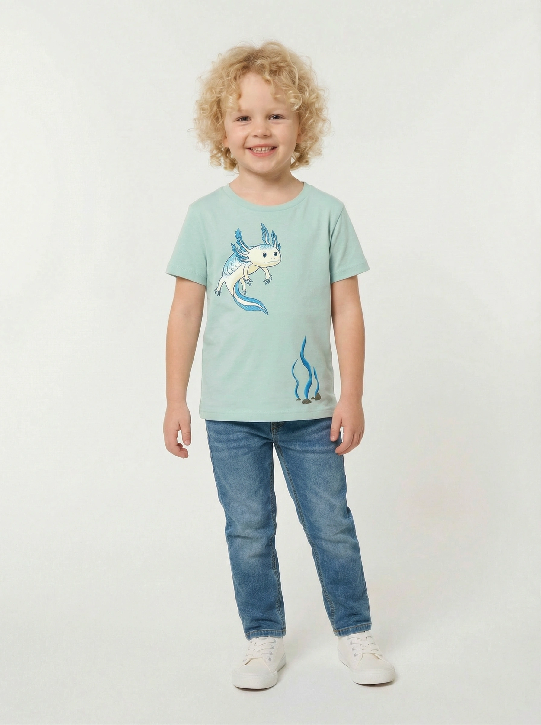 Kinder-T-Shirt "Axolotl", bedrucktes T-Shirt, Biobaumwolle, Tiere