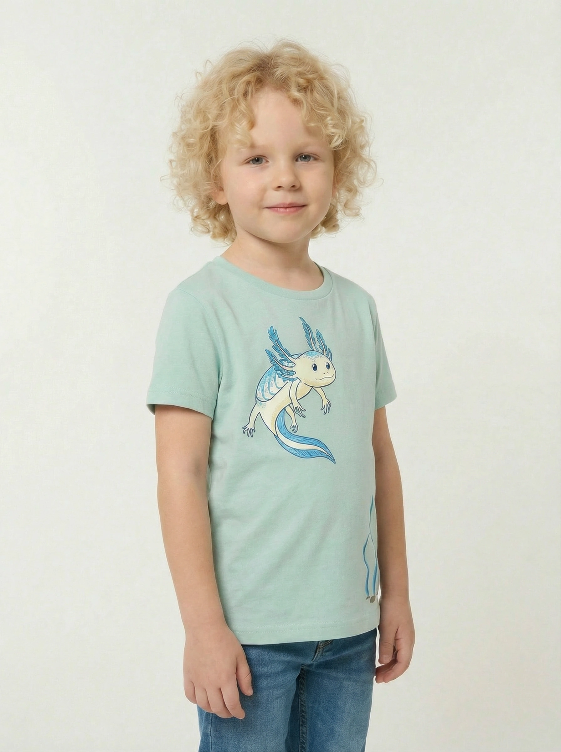 Kinder-T-Shirt "Axolotl", bedrucktes T-Shirt, Biobaumwolle, Tiere