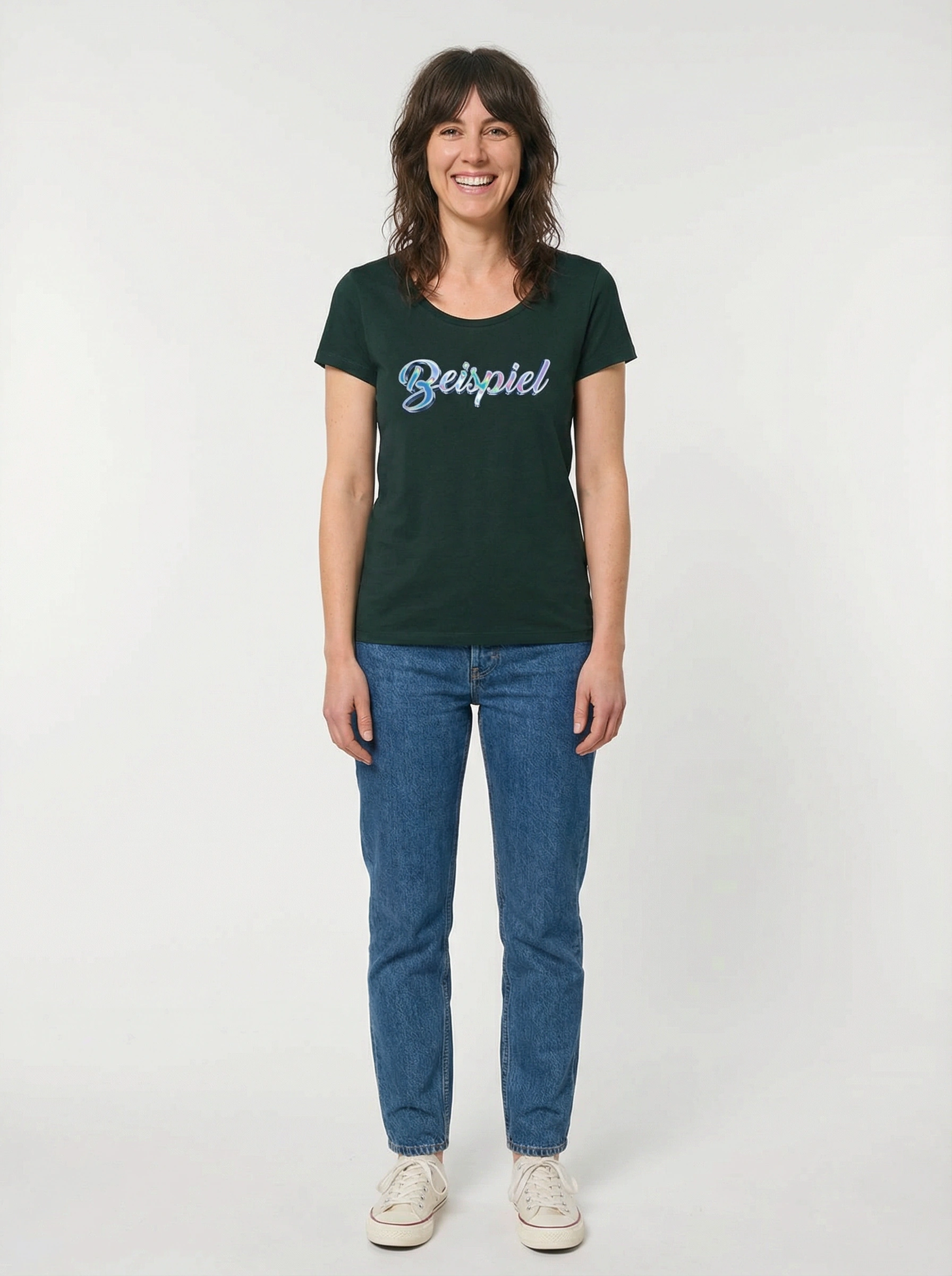 Damenshirt mit Wunschtext, Effektschrift "Benzin"