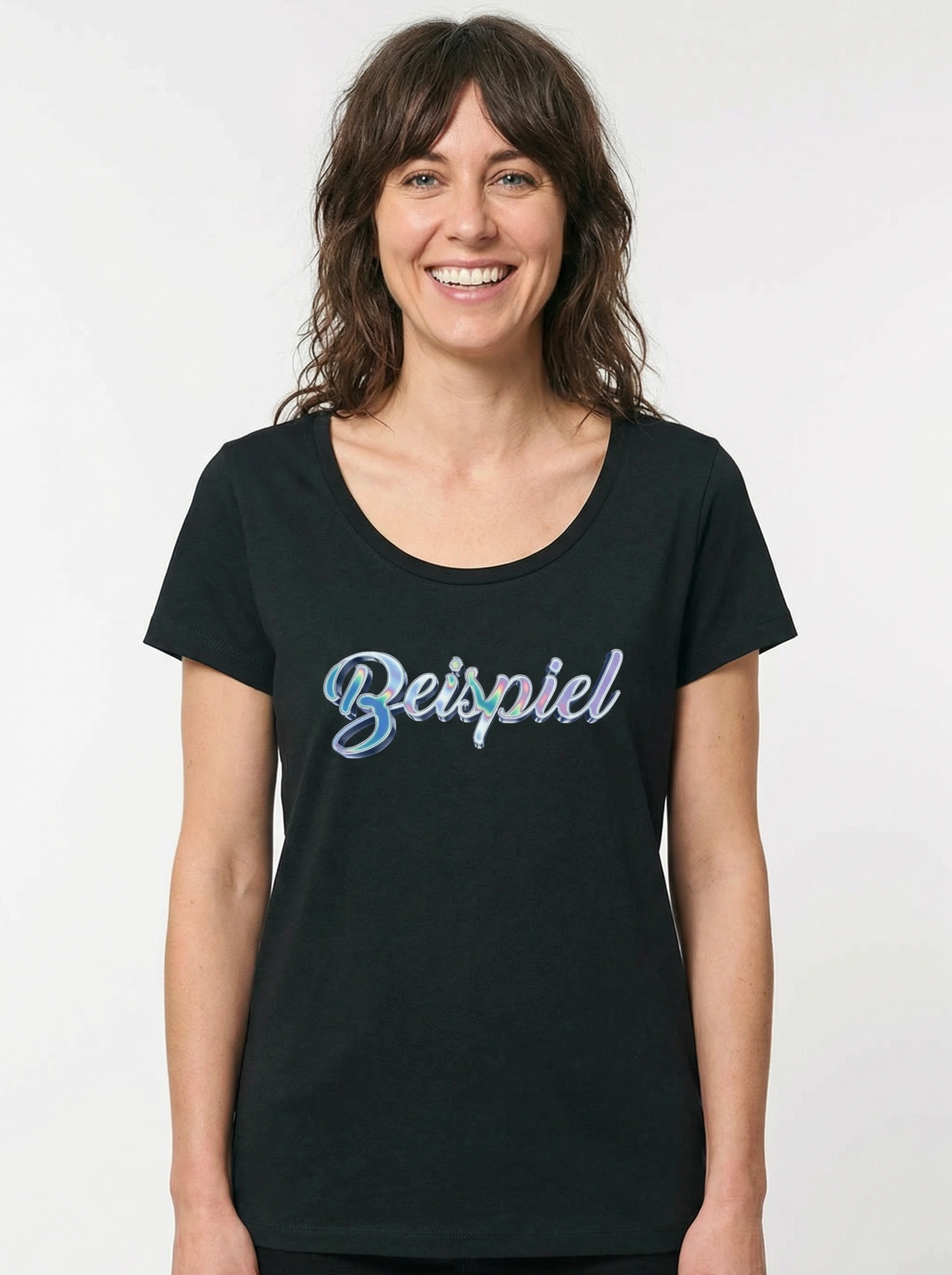 Damenshirt mit Wunschtext, Effektschrift "Benzin"