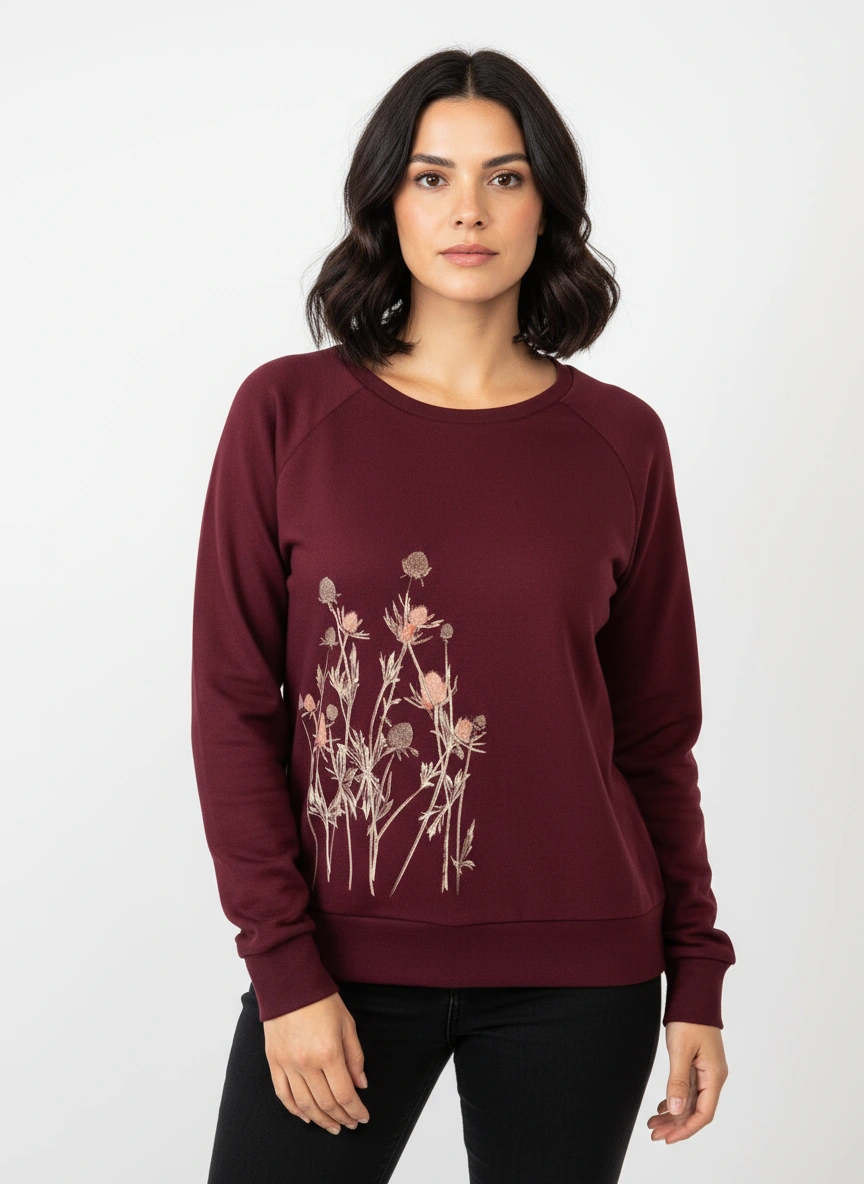 Pullover, "Distel" burgund, Sweatshirt