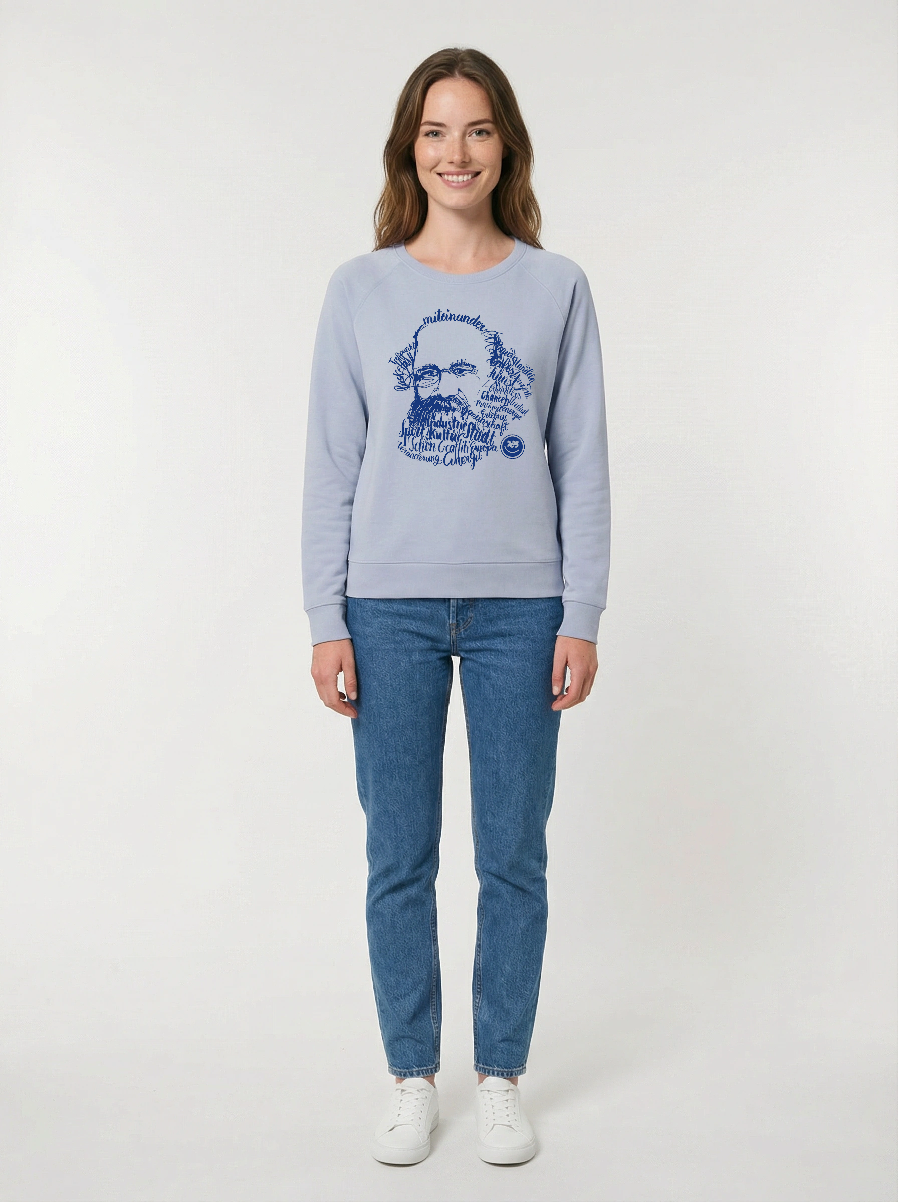 Pullover, "Kaligrafie-Marx" Sweatshirt, Damen, bedruckt, Bio-Baumwolle