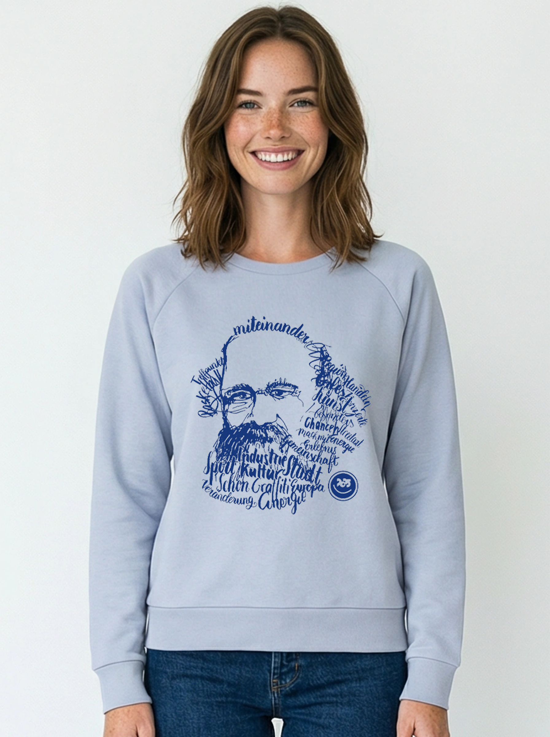 Pullover, "Kaligrafie-Marx" Sweatshirt, Damen, bedruckt, Bio-Baumwolle