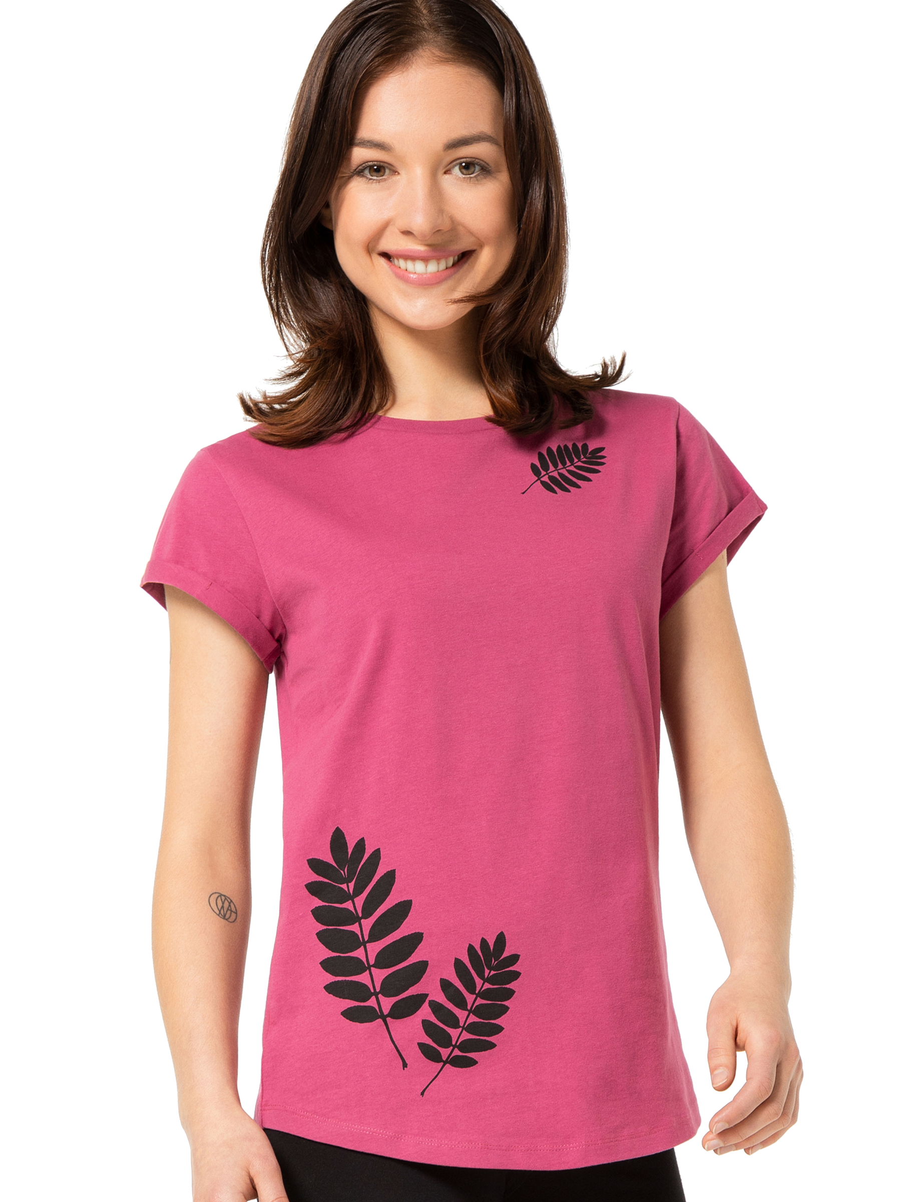 T-Shirt, bedruckt, "Vogelbeerblätter"