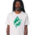 T-Shirt bedruckt, "Vinyl-Weltscheibe"