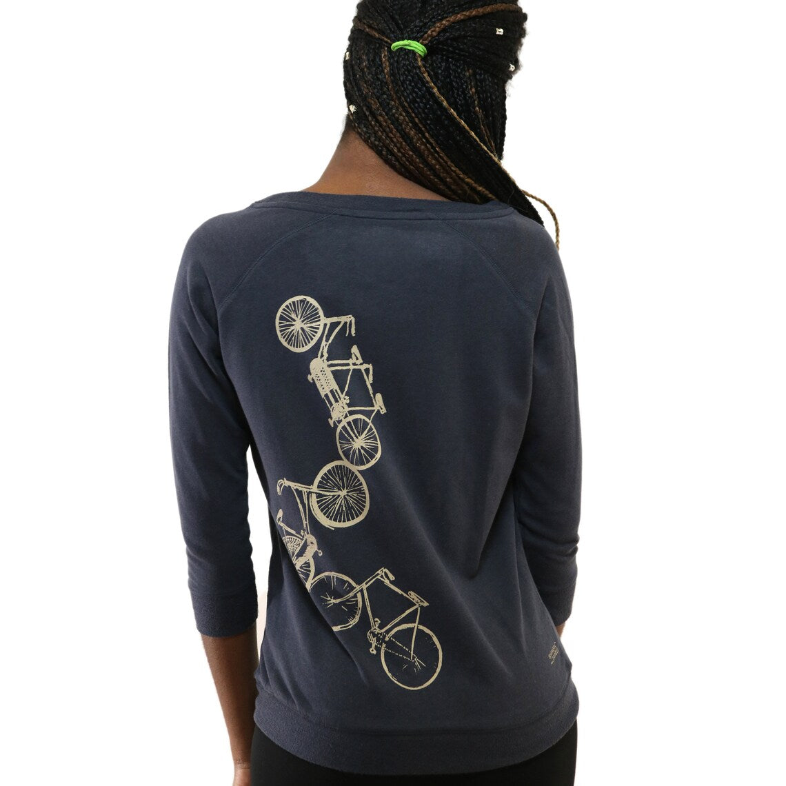 3/4 Pullover Fahrräder, anthrazit, Handsiebdruck, Damen